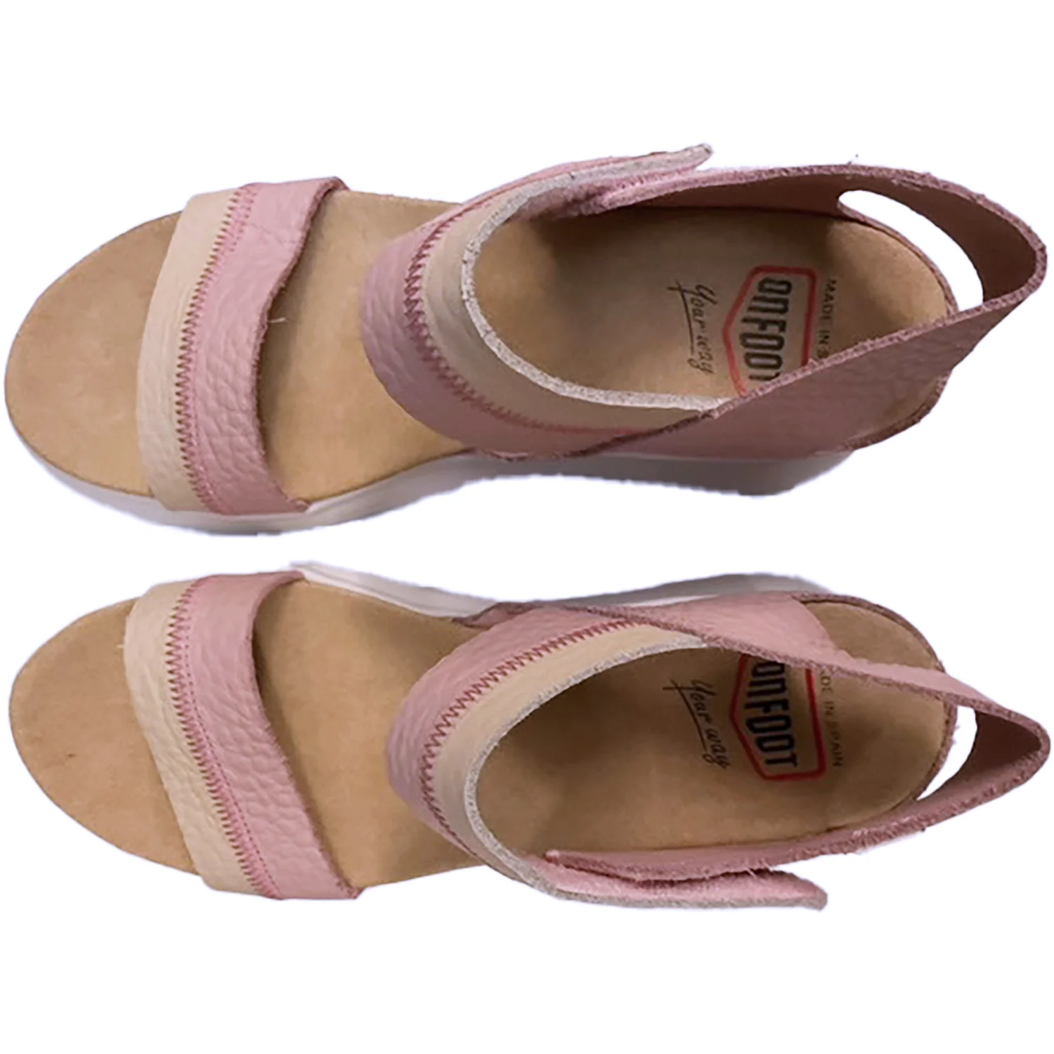 On Foot 80215 Charlotte Women's Wedge Sandals Beige/Nude Leather - Image 2