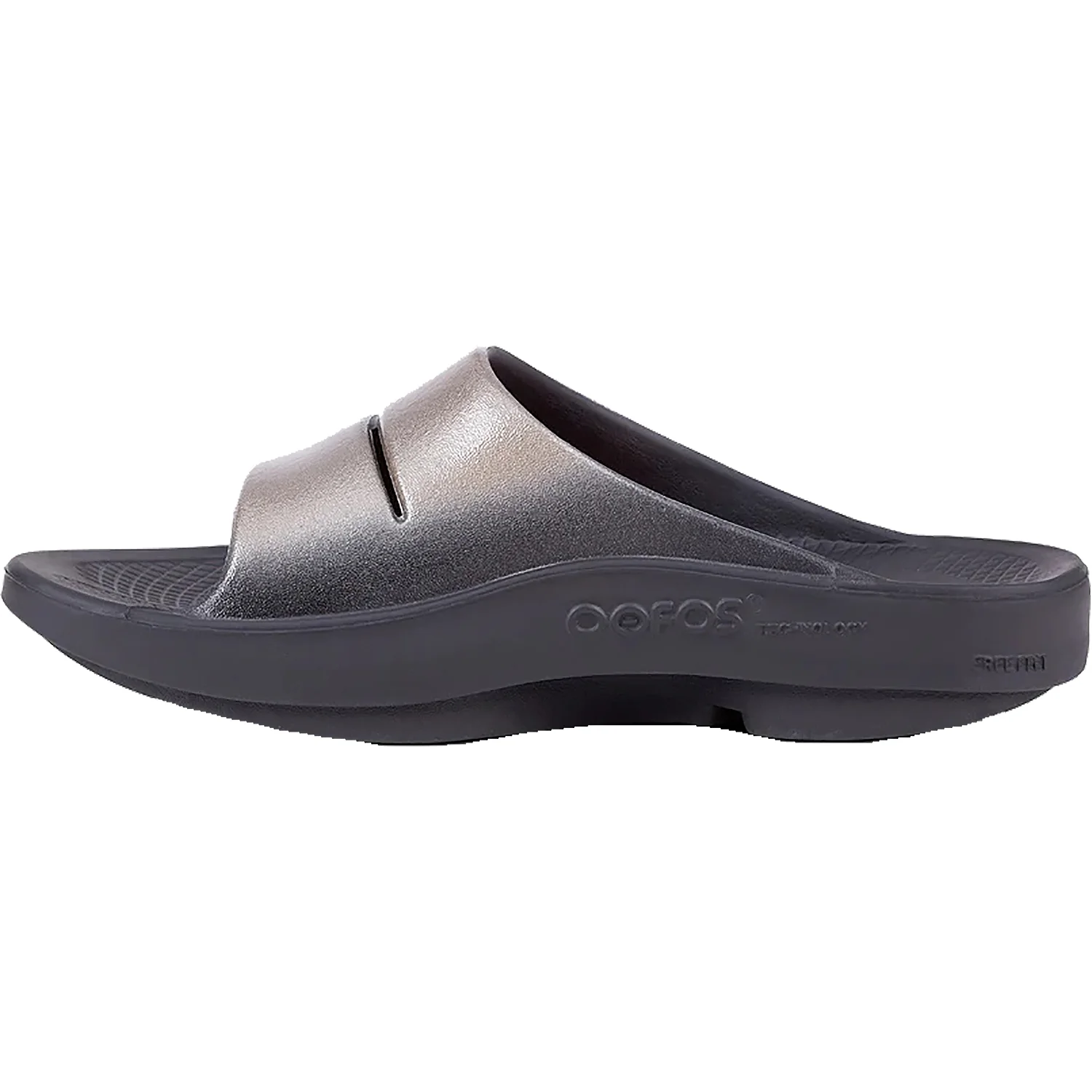 OOFOS OOahah Luxe Women's Recovery Slide Sandals Latte Synthetic - Image 3