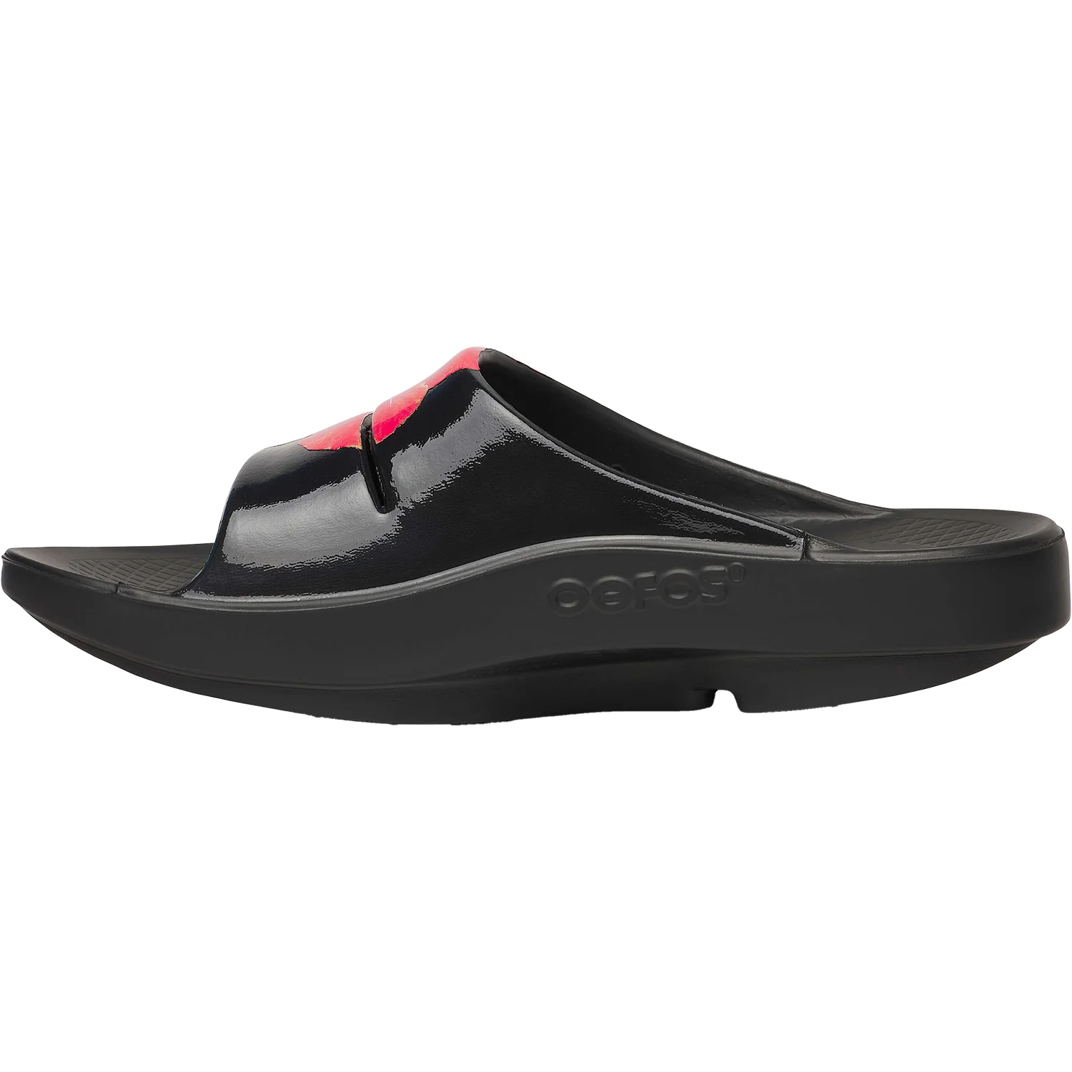 OOFOS OOahah Luxe Limited Women's Recovery Slide Sandals Hibiscus Synthetic - Image 3