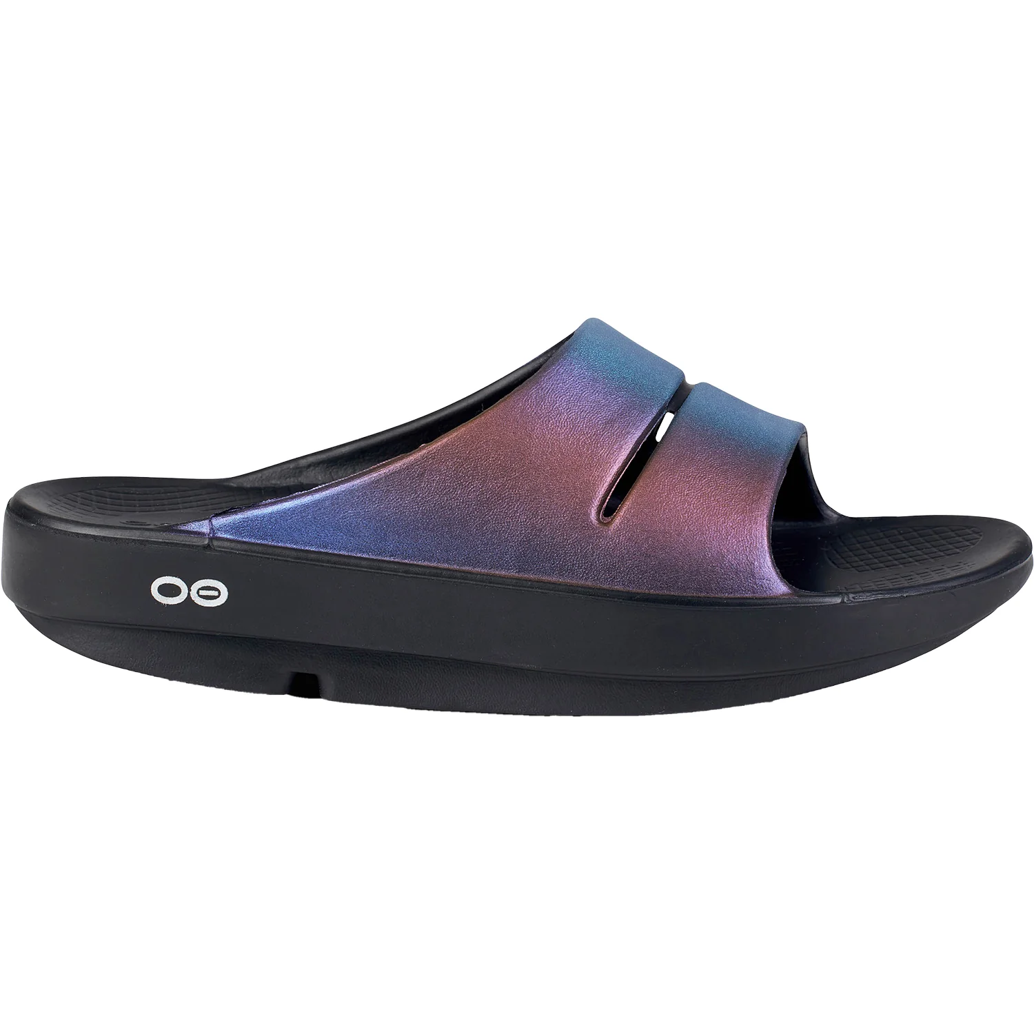 OOFOS OOahh Luxe Women's Recovery Slide Sandals Midnight Spectre Synthetic