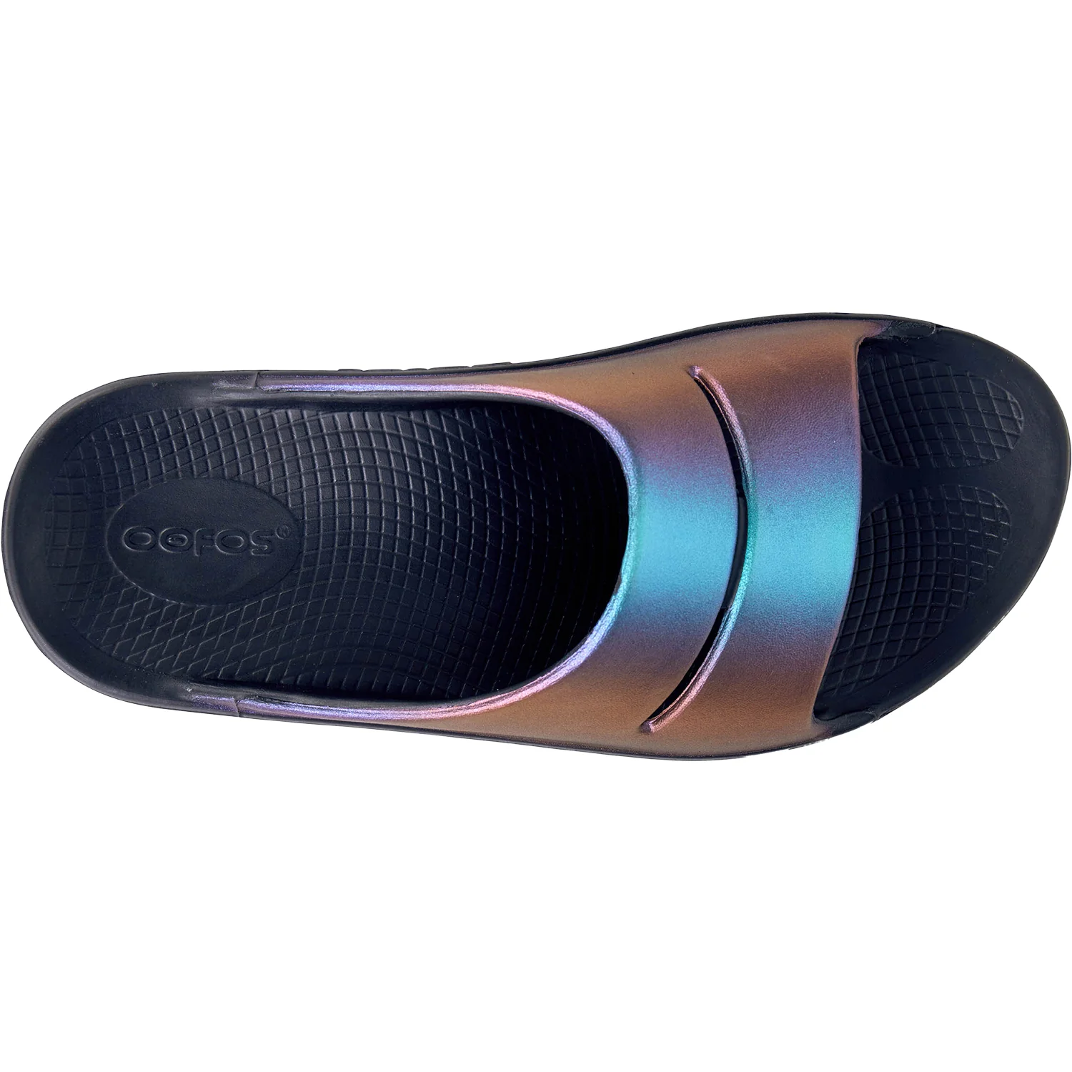 OOFOS OOahh Luxe Women's Recovery Slide Sandals Midnight Spectre Synthetic - Image 2