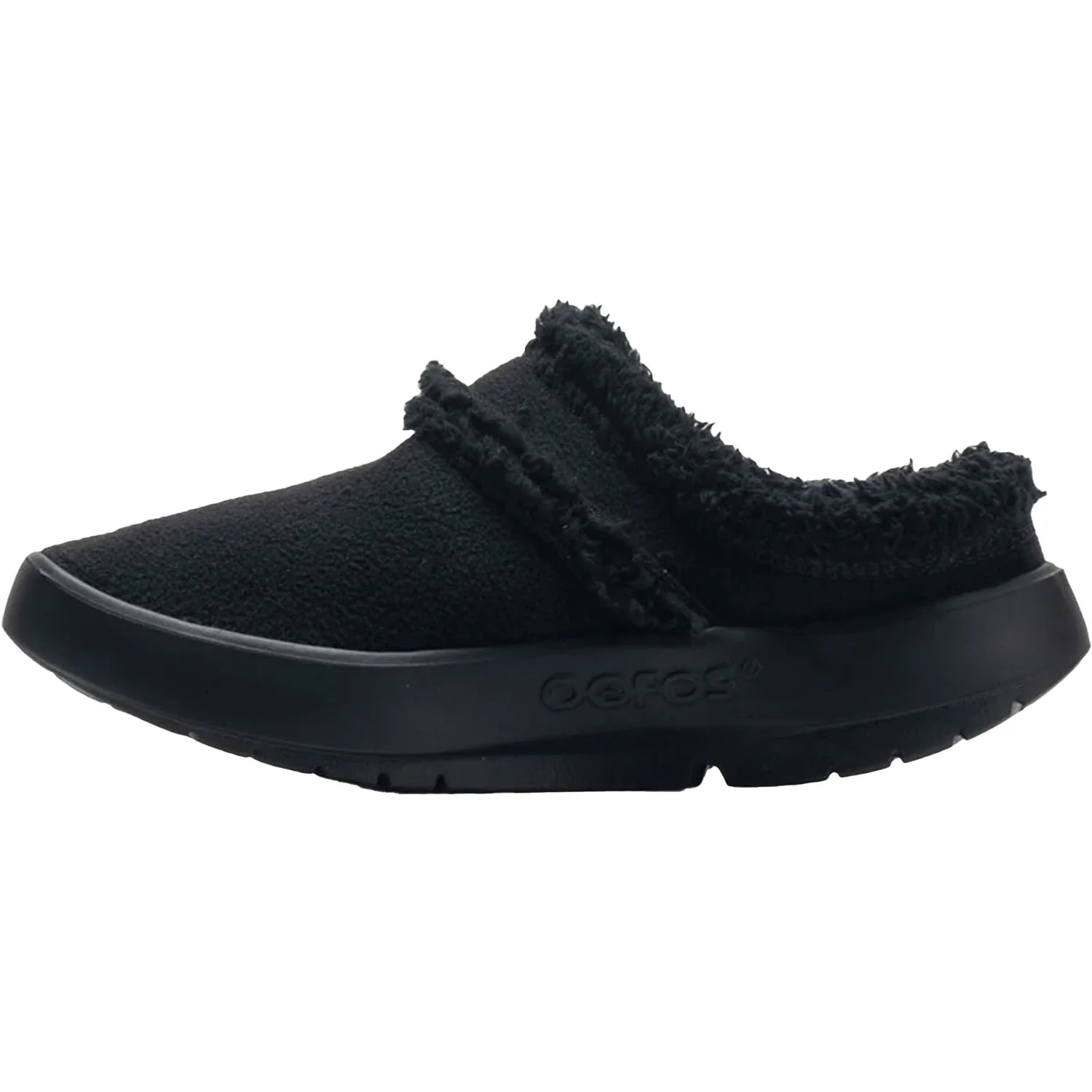 OOFOS OOcoozie Mule Women's Slippers Black Vegan Sherpa - Image 3