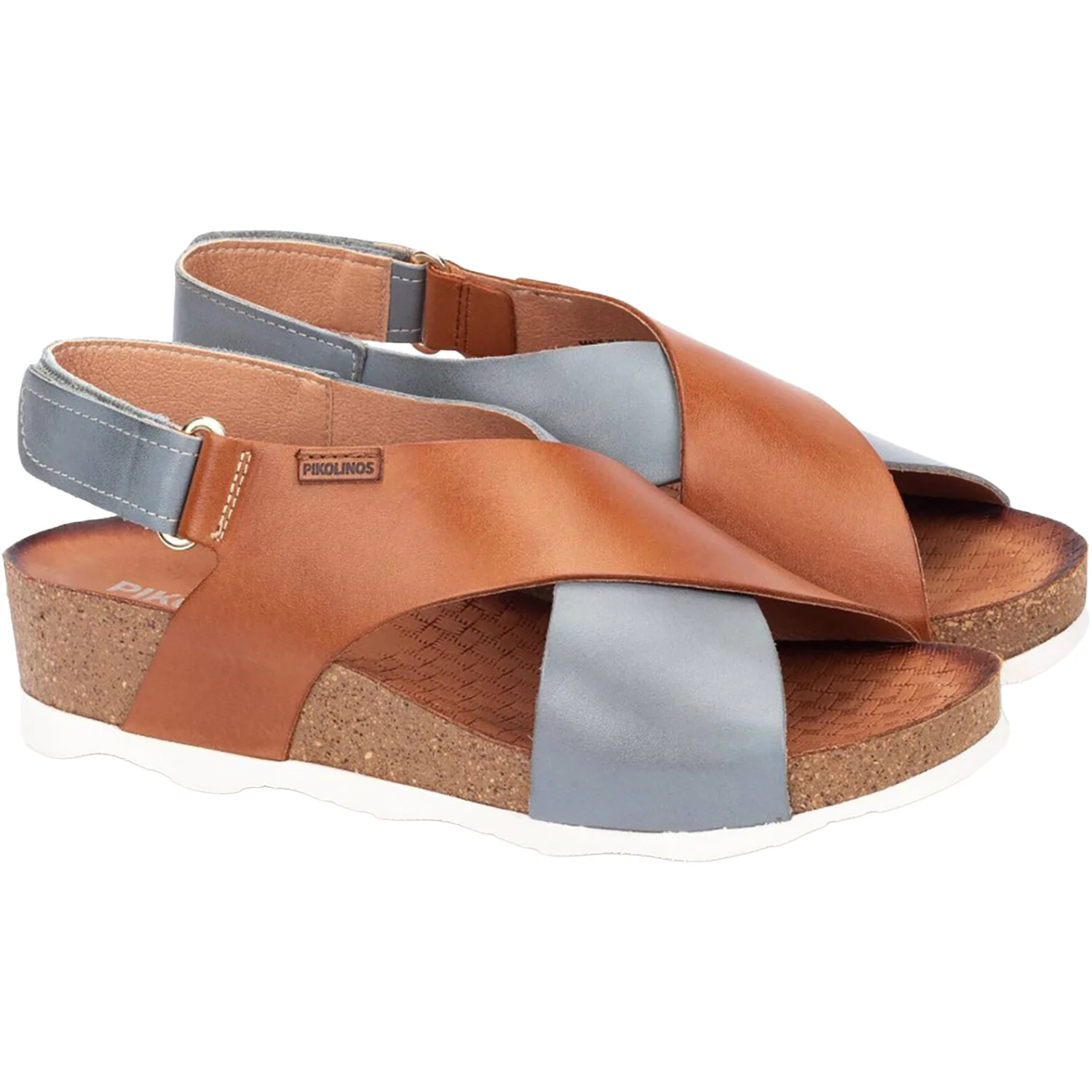 Pikolinos Mahon Cross Strap Women's Sandals Denim/Brandy Leather - Image 3