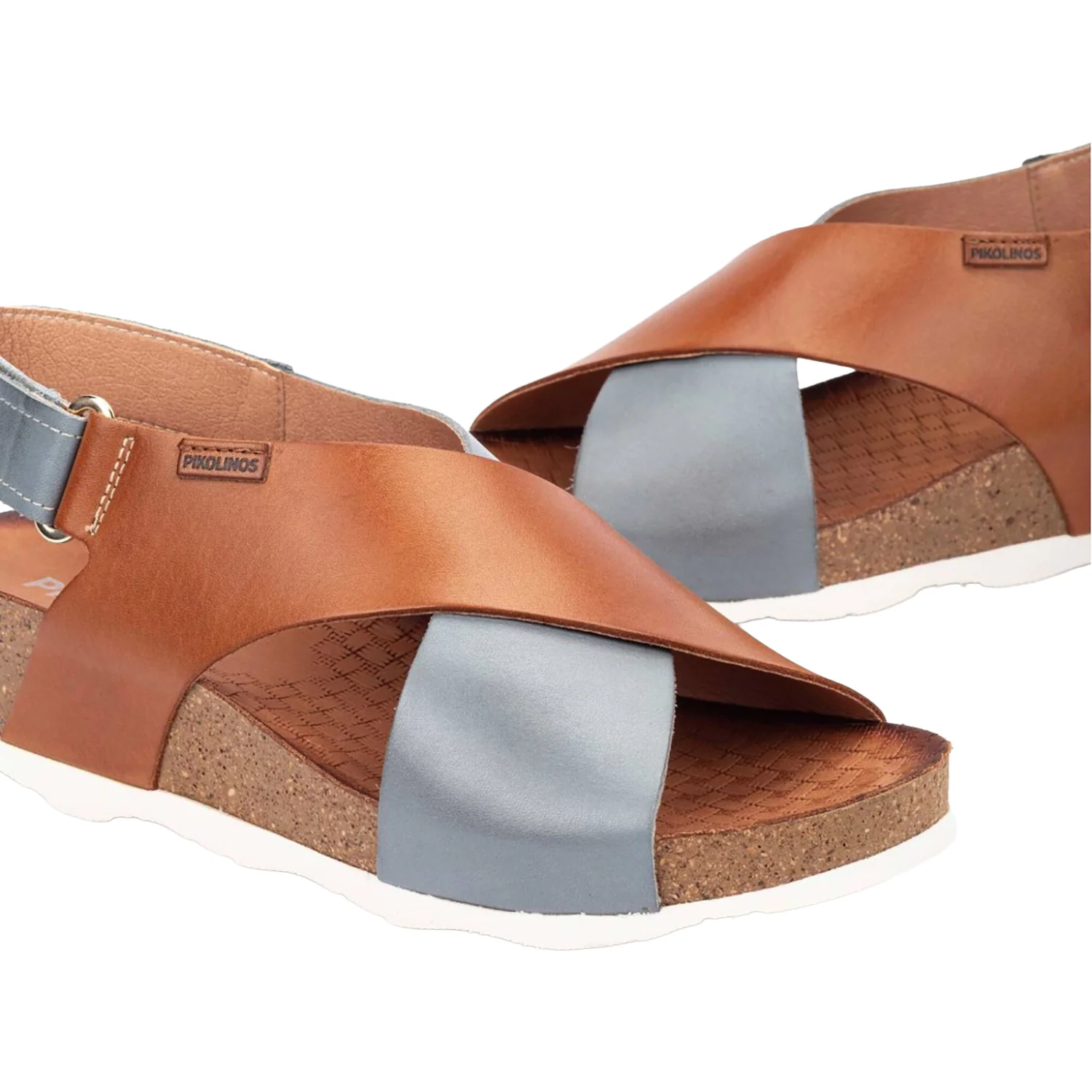 Pikolinos Mahon Cross Strap Women's Sandals Denim/Brandy Leather - Image 4