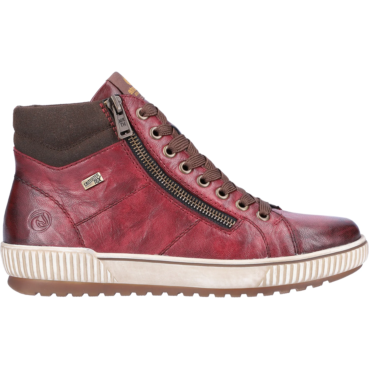 Remonte D0772-35 Maditta 72 Women's High Top Sneakers Chianti/Moro/Burgundy Leather