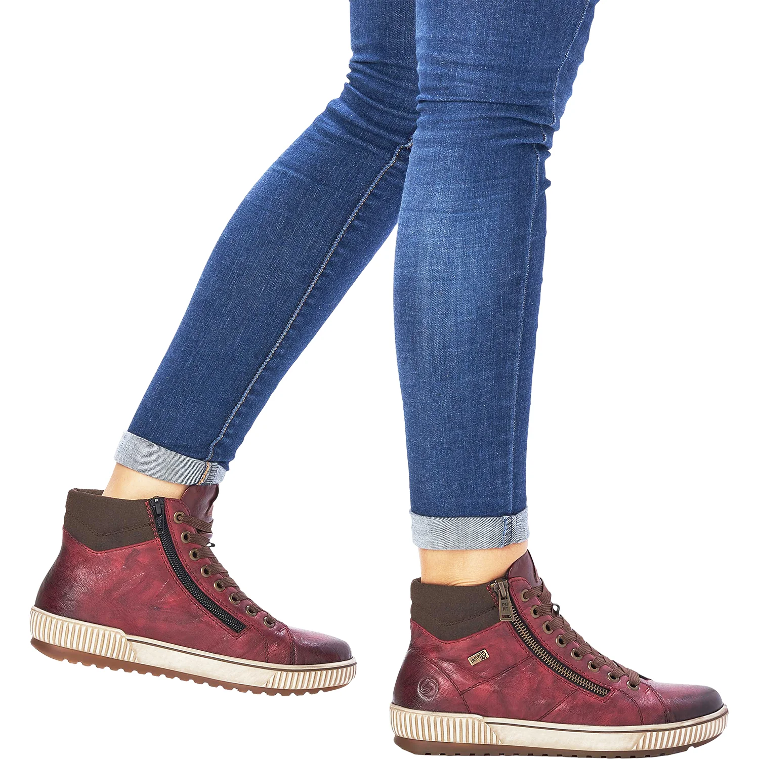Remonte D0772-35 Maditta 72 Women's High Top Sneakers Chianti/Moro/Burgundy Leather - Image 4