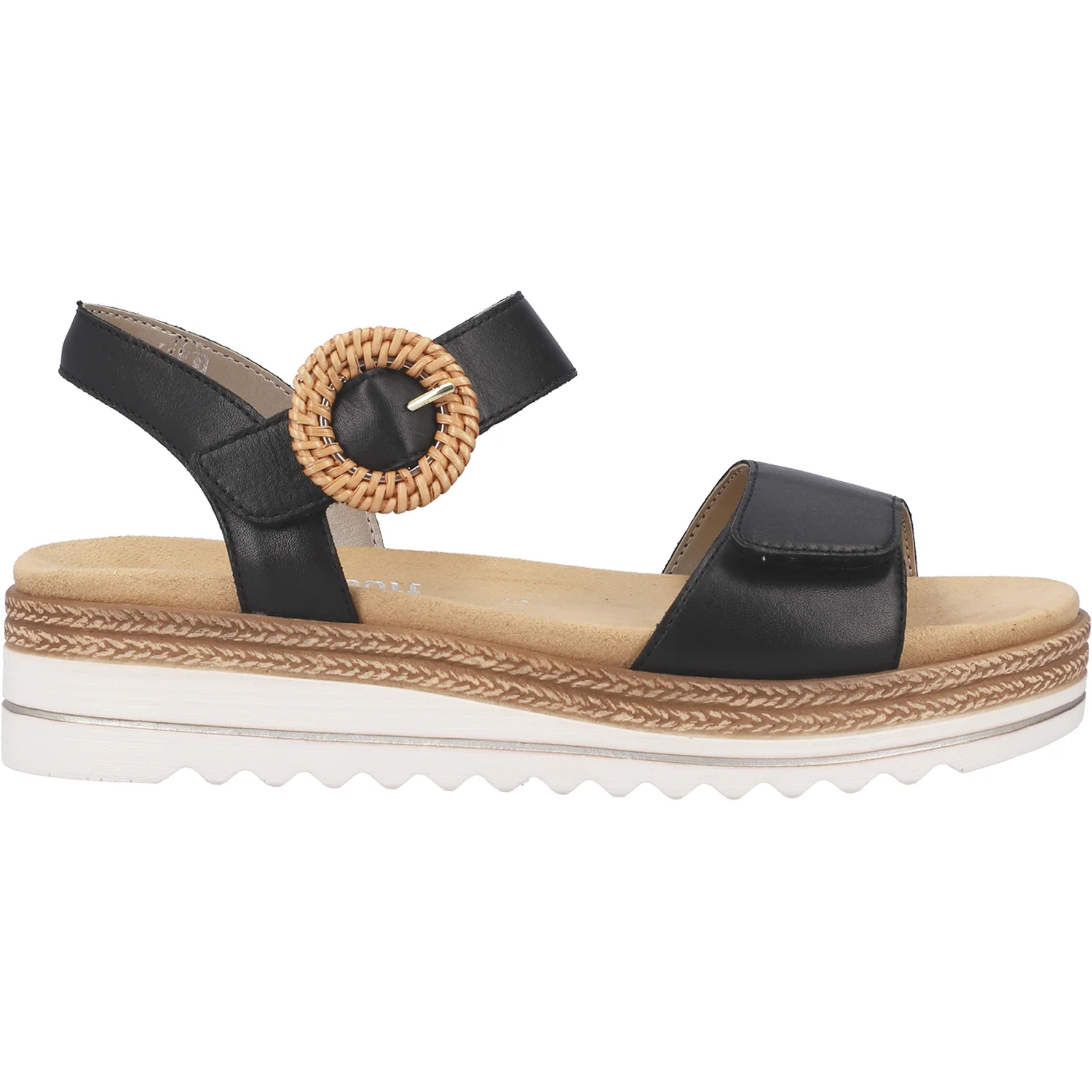 Remonte D0Q52-00 Jocelyn 52 Women's Platform Sandals Black Leather