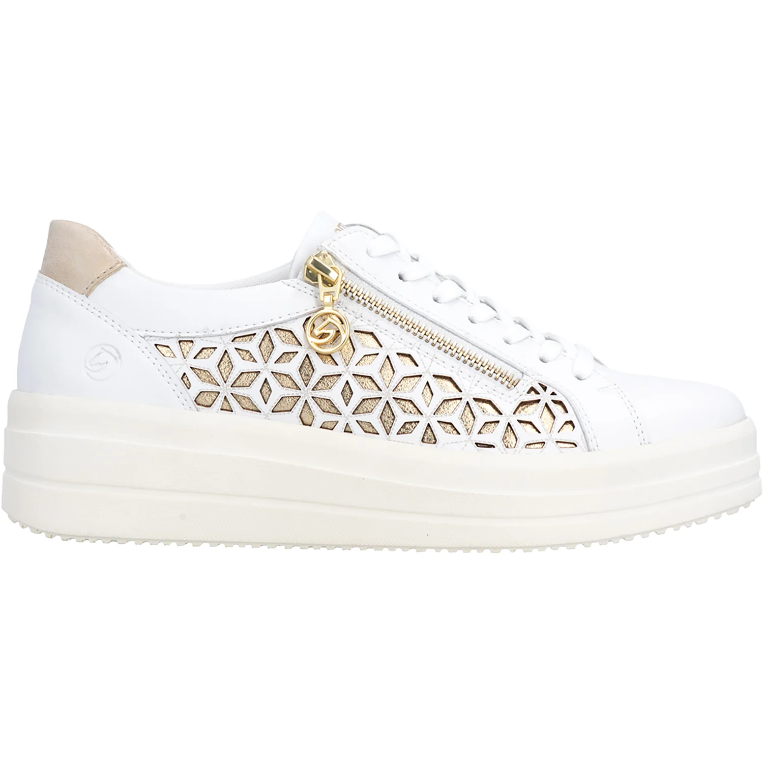 Remonte D1C11-80 Women's Lace Up Shoes White/Light Gold/Muschel
