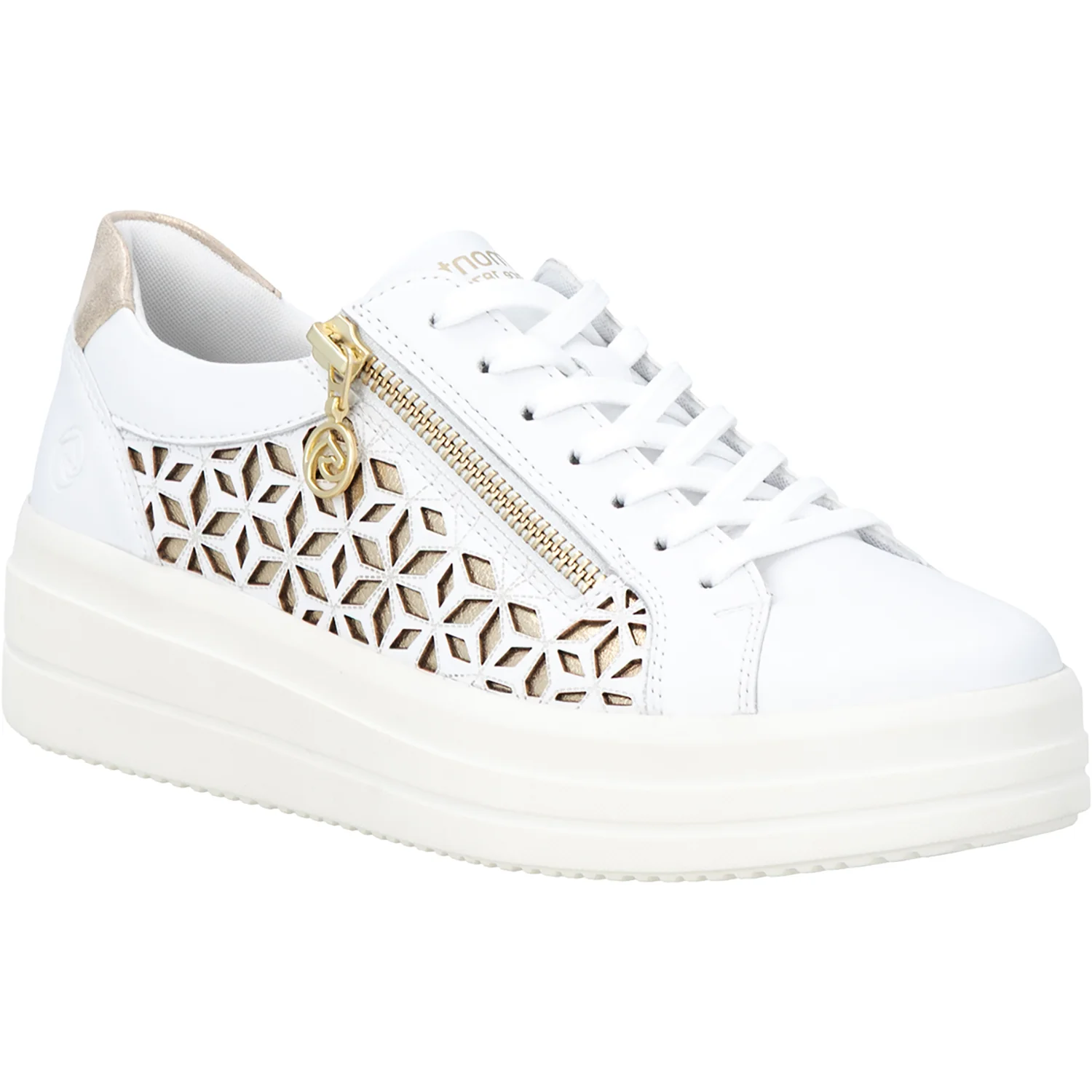 Remonte D1C11-80 Women's Lace Up Shoes White/Light Gold/Muschel - Image 5