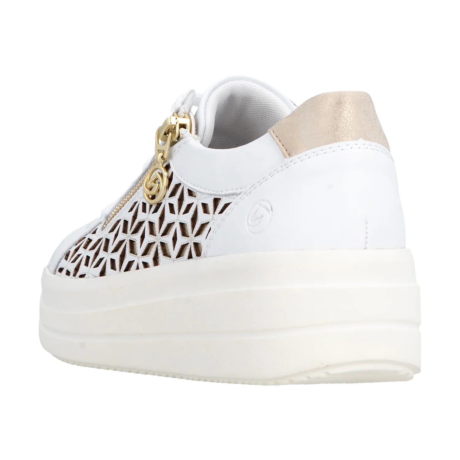 Remonte D1C11-80 Women's Lace Up Shoes White/Light Gold/Muschel - Image 6