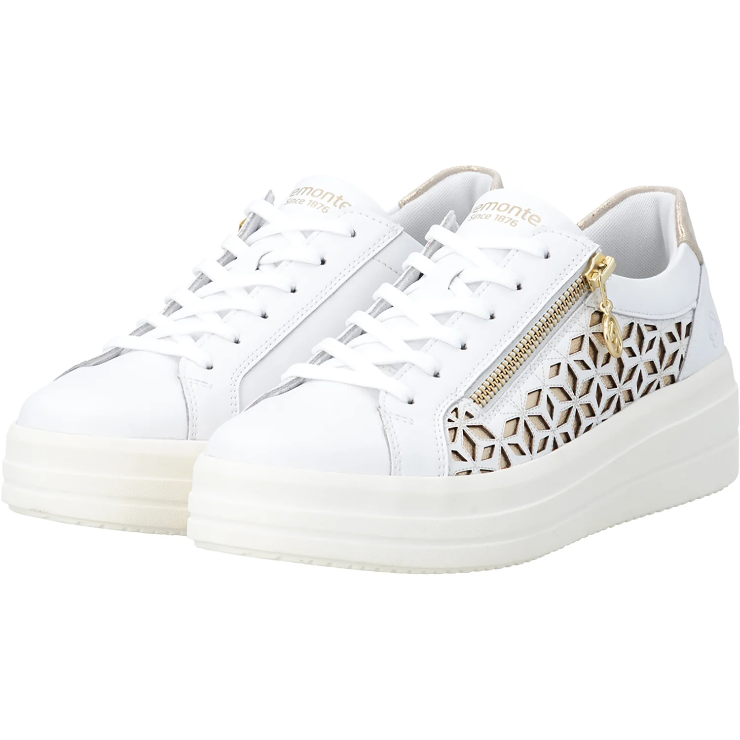 Remonte D1C11-80 Women's Lace Up Shoes White/Light Gold/Muschel - Image 7