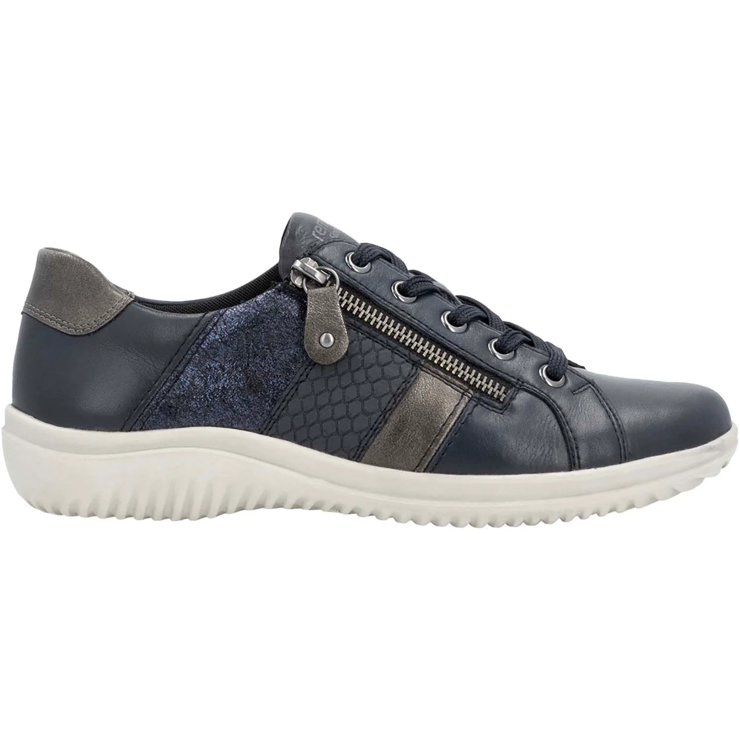Remonte D1E00-14 Louann 00 Women's Sporty Lace Up Shoes Nightblue/Altsilber/Pazifik Leather