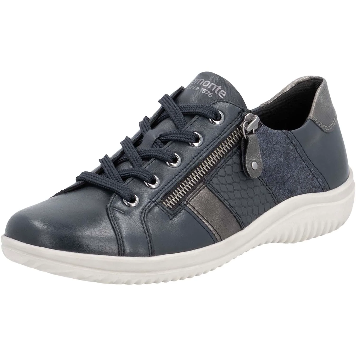 Remonte D1E00-14 Louann 00 Women's Sporty Lace Up Shoes Nightblue/Altsilber/Pazifik Leather - Image 5