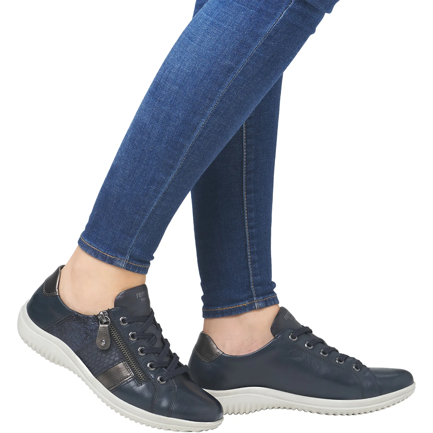 Remonte D1E00-14 Louann 00 Women's Sporty Lace Up Shoes Nightblue/Altsilber/Pazifik Leather - Image 6