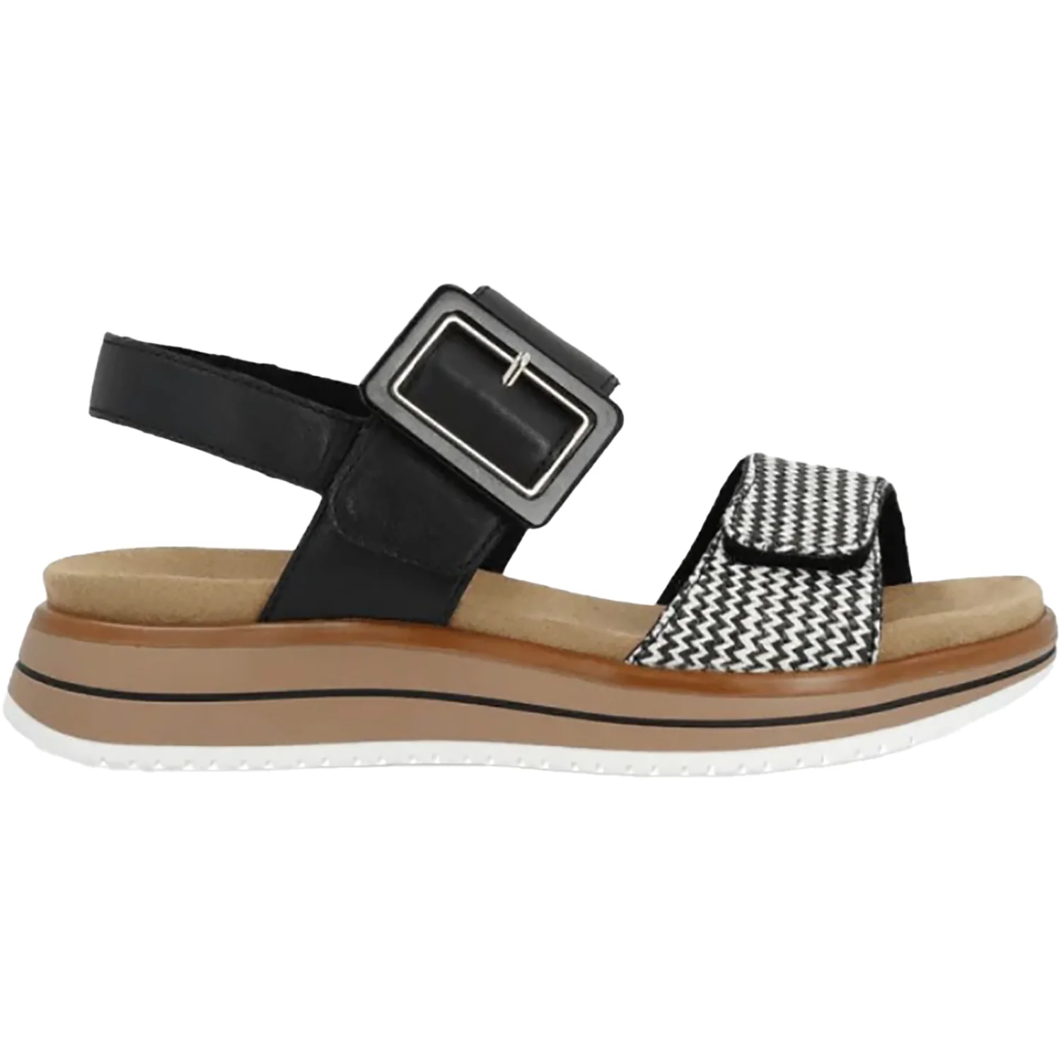 Remonte D1J53-02 Women's Sandals Schwarz/Cream/Schwarz Leather