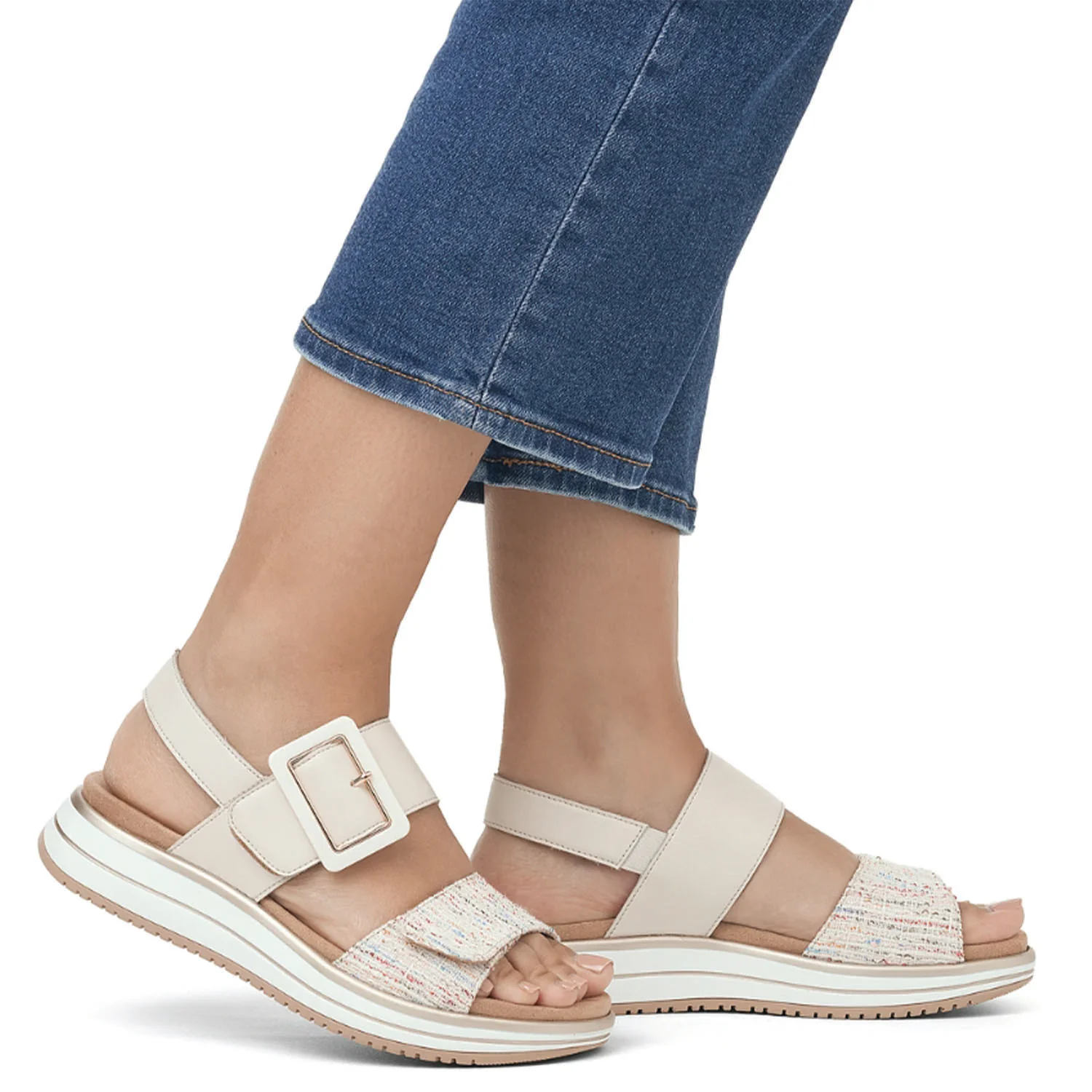 Remonte D1J53-60 Jocelyn 53 Women's Sandals Weiss Multi/Porzellan Leather - Image 5