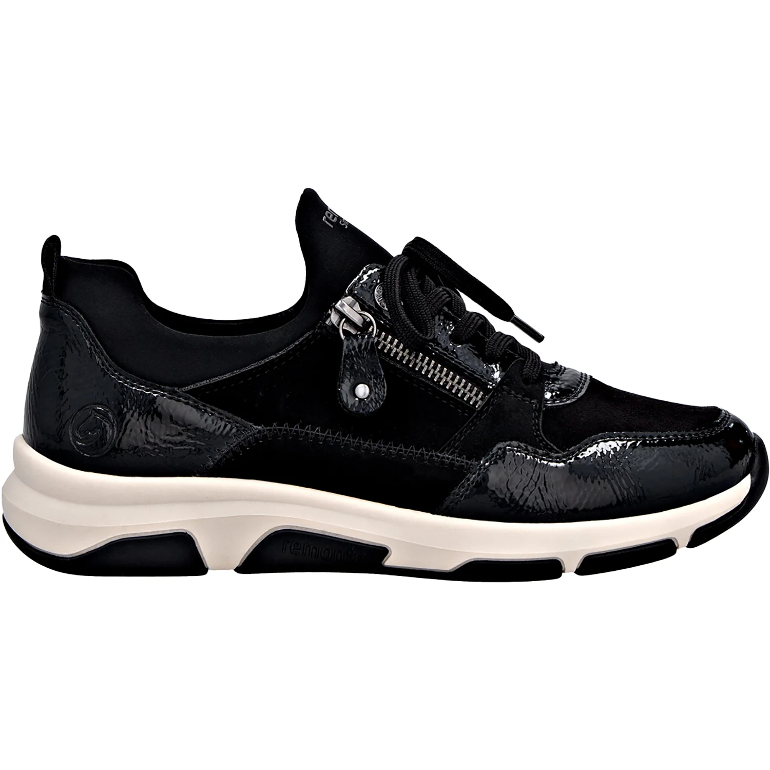 Remonte D1S02-02 Soraya 02 Women's Sporty Lace Up Shoes Sneakers Black/Schwarz/Schwarz Synthetic Patent Stretch