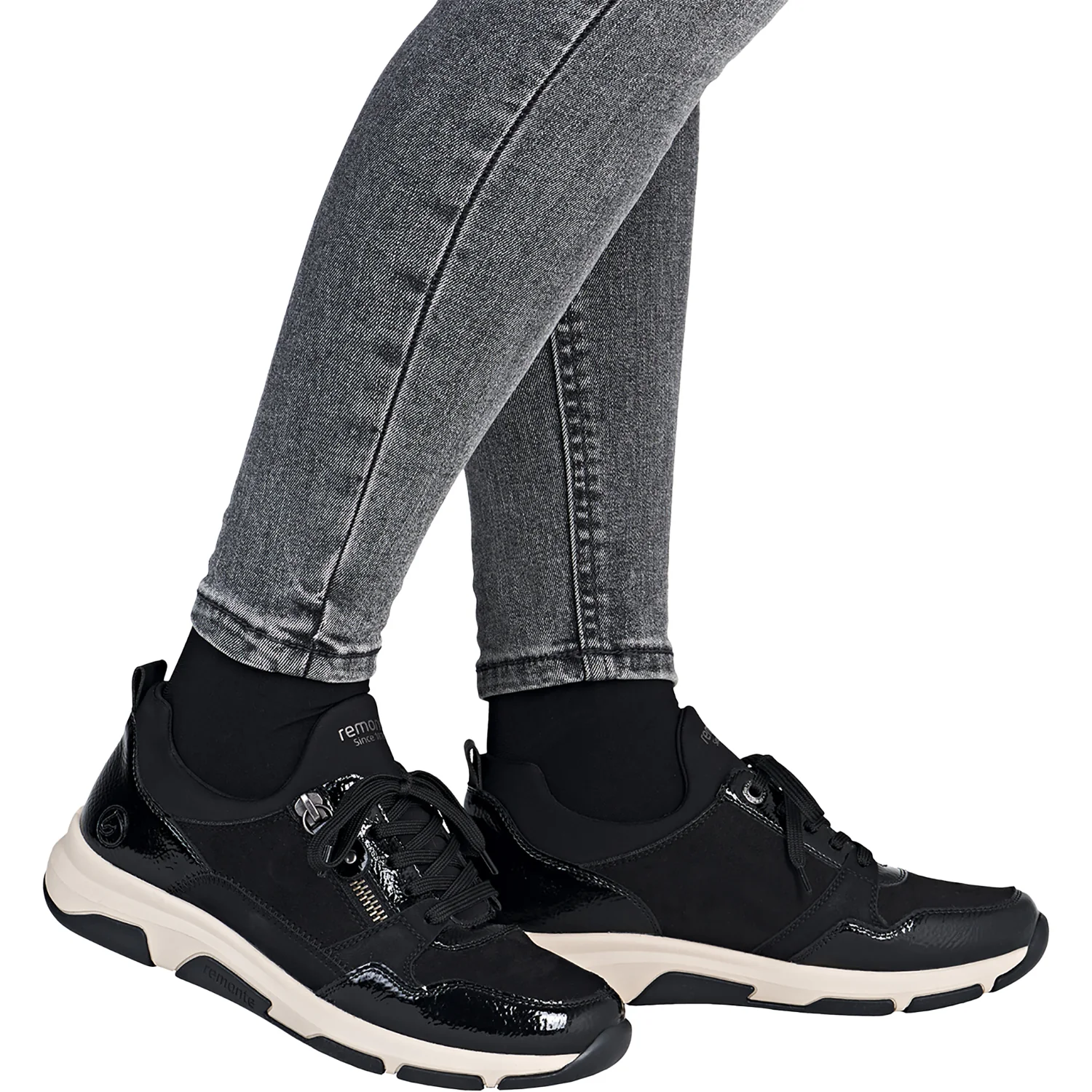 Remonte D1S02-02 Soraya 02 Women's Sporty Lace Up Shoes Sneakers Black/Schwarz/Schwarz Synthetic Patent Stretch - Image 6