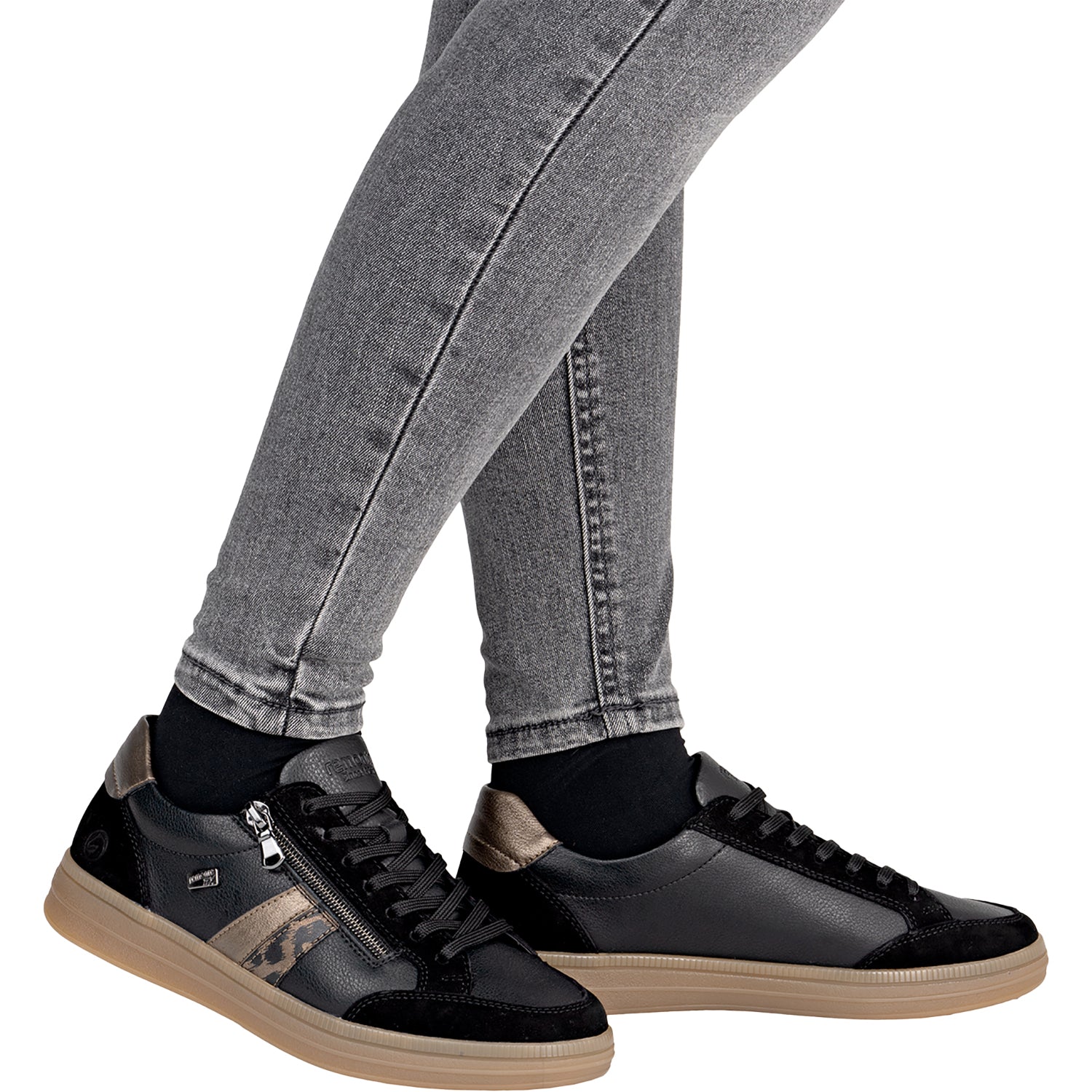Remonte D2C04-03 Demi 04 Women's Lace Up Shoes Schwarz/Schwarz/Brown Suede/Leather - Image 6