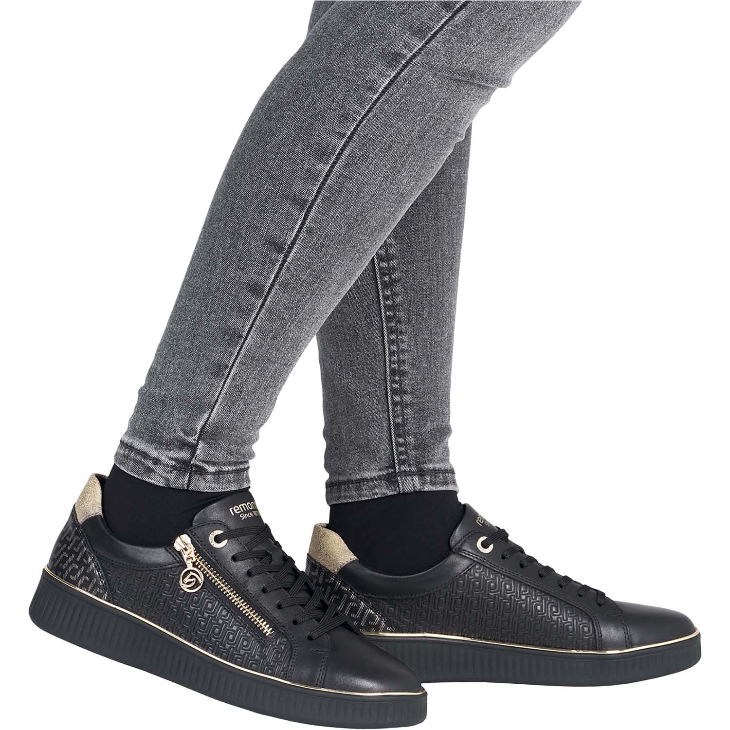 Remonte D2E00-03 Noelani 00 Women's Sporty Lace Up Shoes Schwarz/Alloy/Schwarz Leather - Image 6