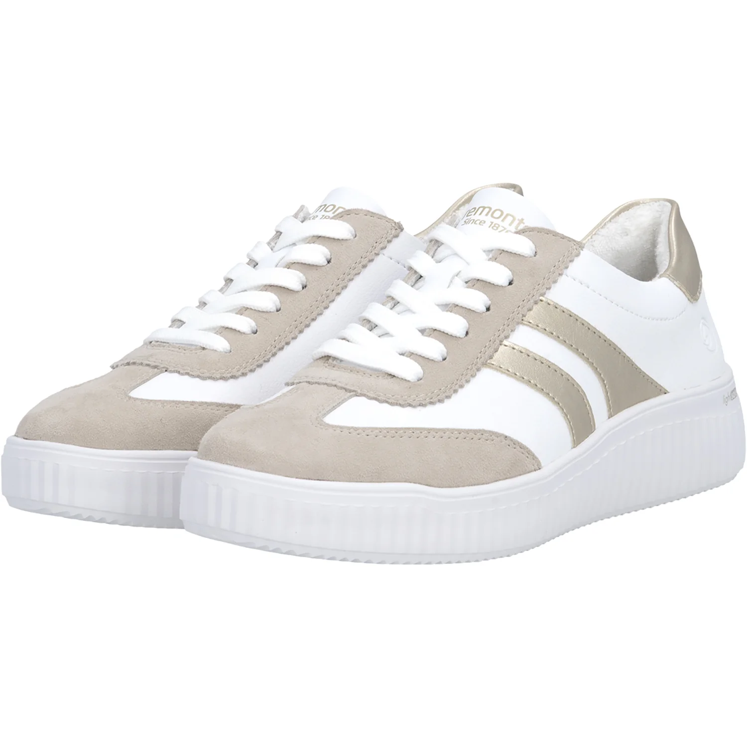 Remonte D3E00-80 Women's Sporty Lace Up Shoes Iceberg/Weiss/Pale Gold - Image 7