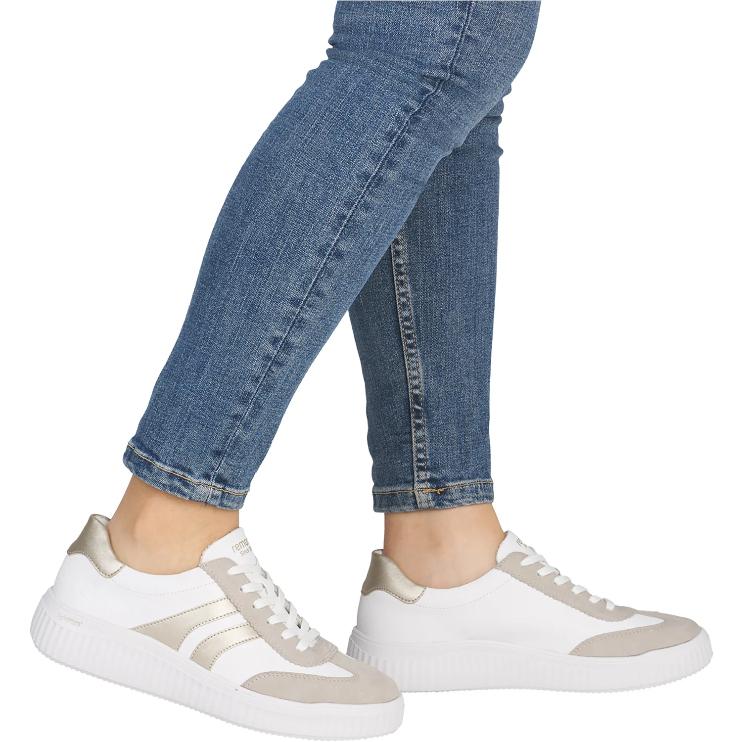 Remonte D3E00-80 Women's Sporty Lace Up Shoes Iceberg/Weiss/Pale Gold - Image 8