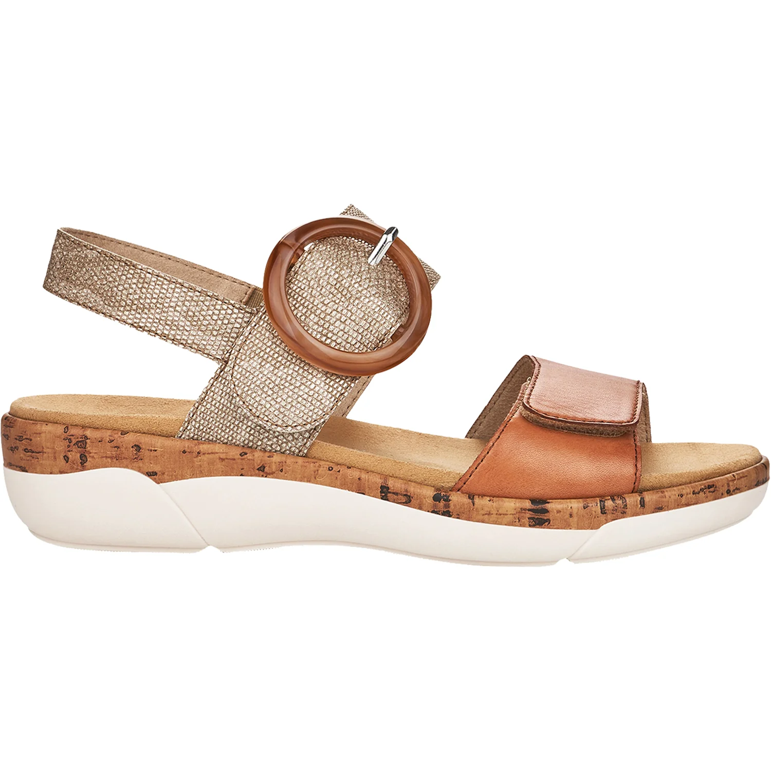 Remonte R6853-90 Jocelyn 53 Women's Backstrap Sandals Taupe Metallic Leather