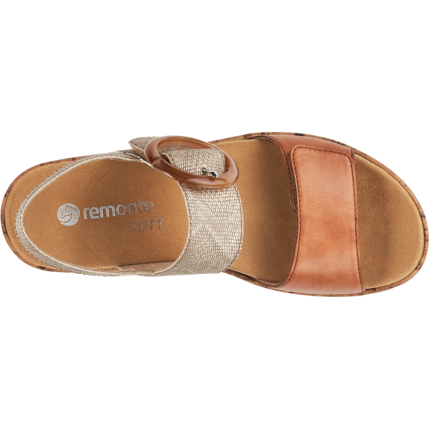 Remonte R6853-90 Jocelyn 53 Women's Backstrap Sandals Taupe Metallic Leather - Image 2