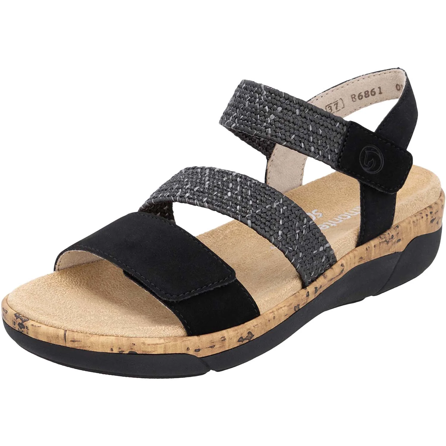 Remonte R6861-02 Women's Sandals Black Woven Stretch - Image 5