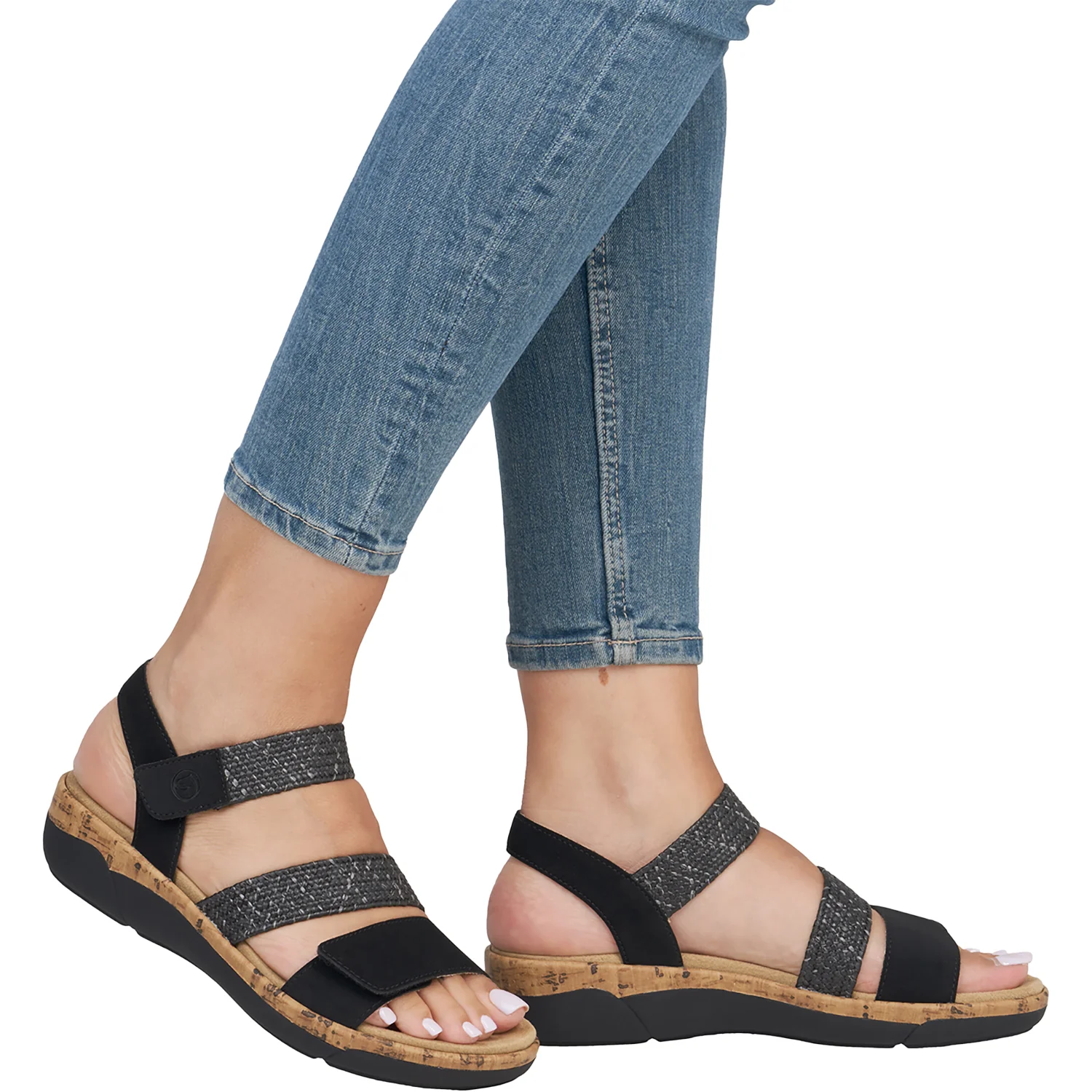 Remonte R6861-02 Women's Sandals Black Woven Stretch - Image 6