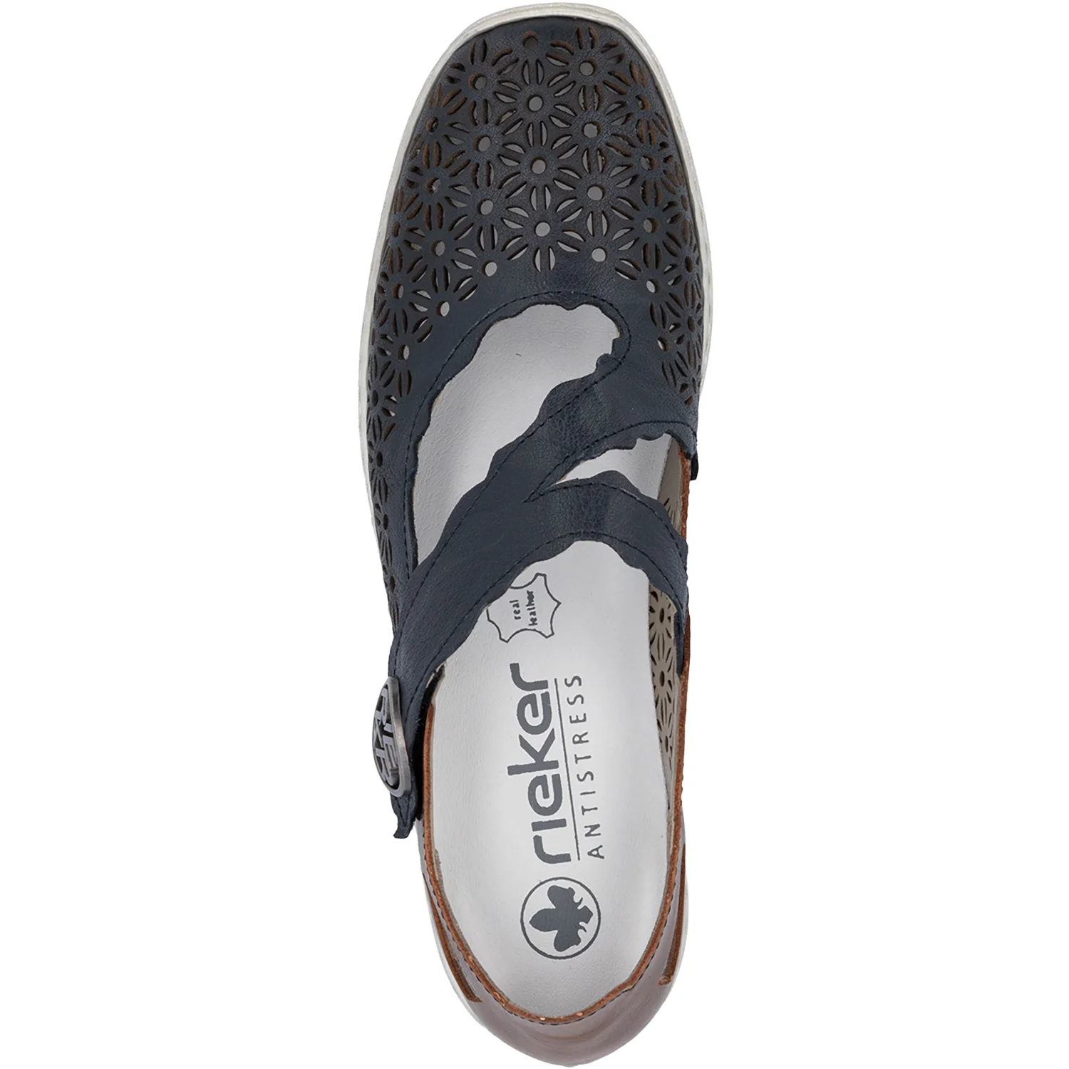 Rieker 413G4-14 Women's Mary Janes Traditional Pazifik/Mogano Leather - Image 2