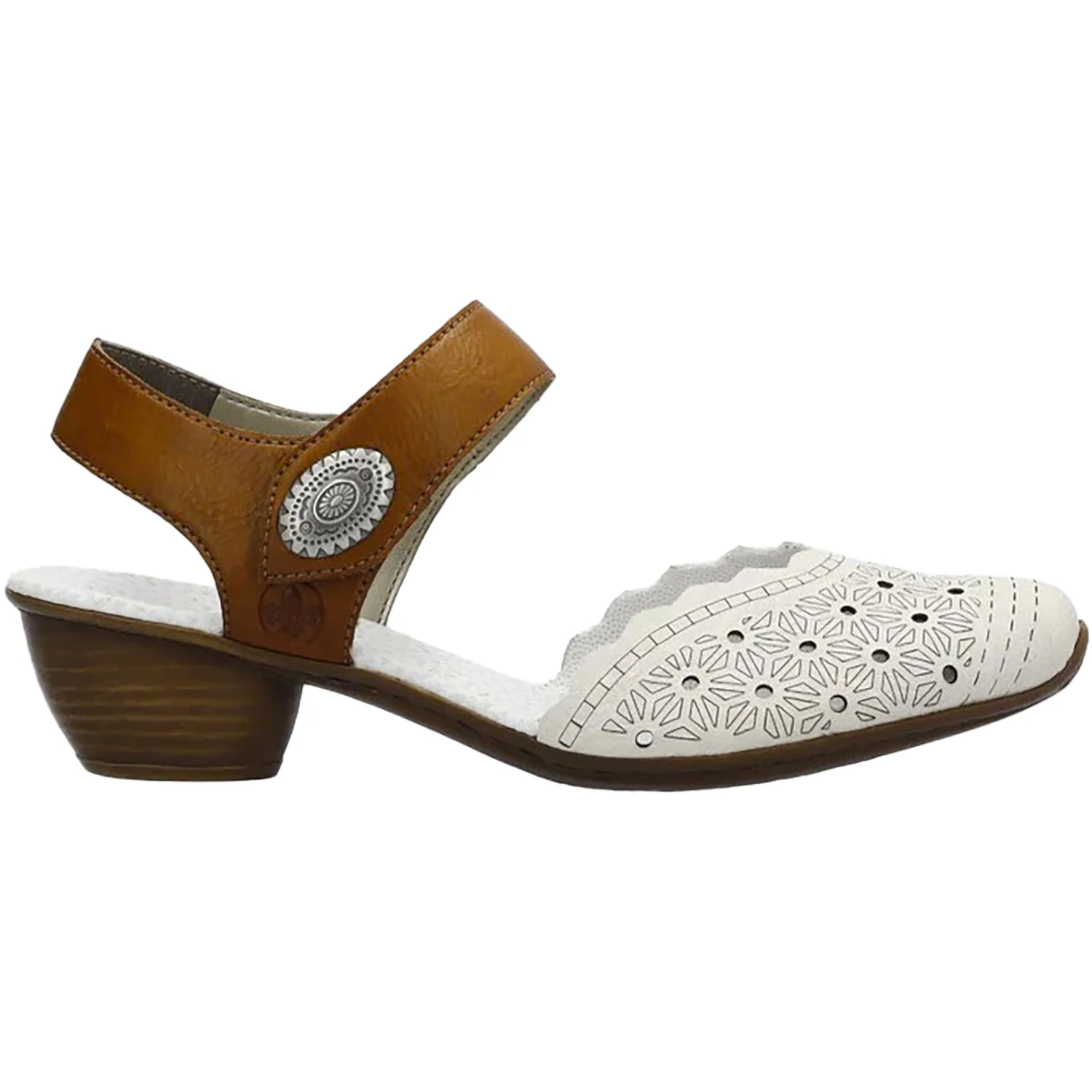Rieker 43703-60 Mirjam Women's Dressy Mary Janes Cream/Cayenne Leather
