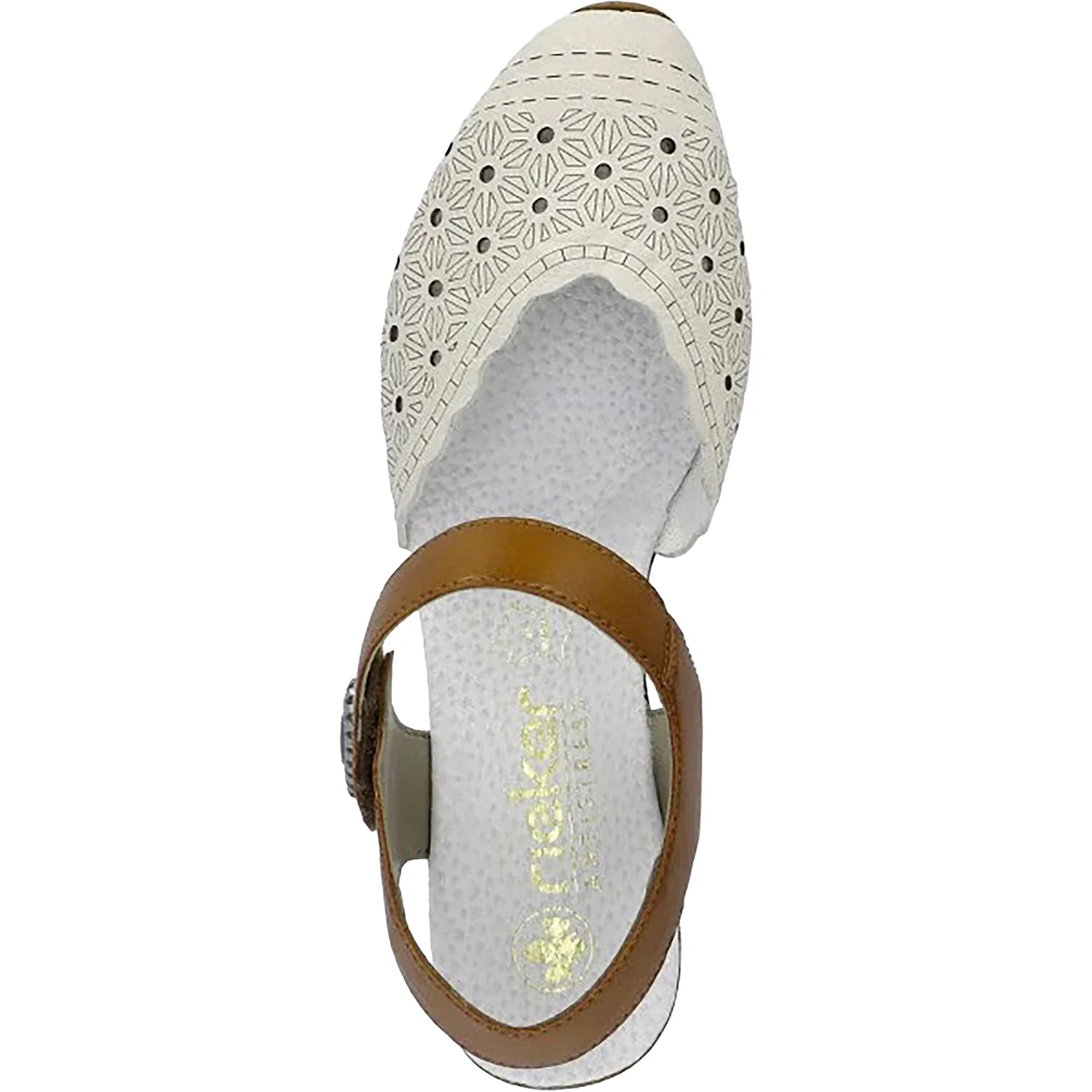 Rieker 43703-60 Mirjam Women's Dressy Mary Janes Cream/Cayenne Leather - Image 2