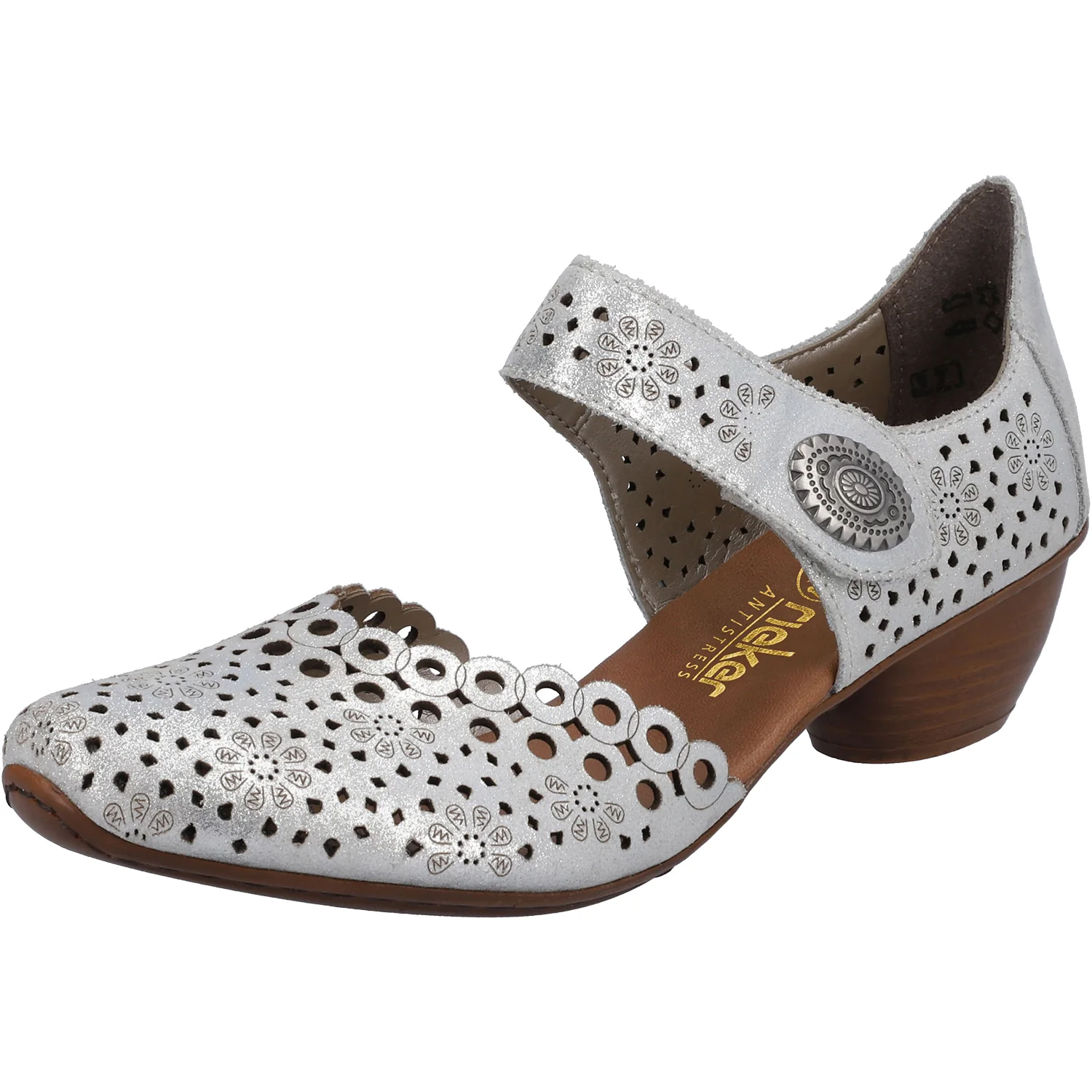 Rieker 43753-90 Mirjam 53 Women's Mary Janes Silver Leather - Image 5