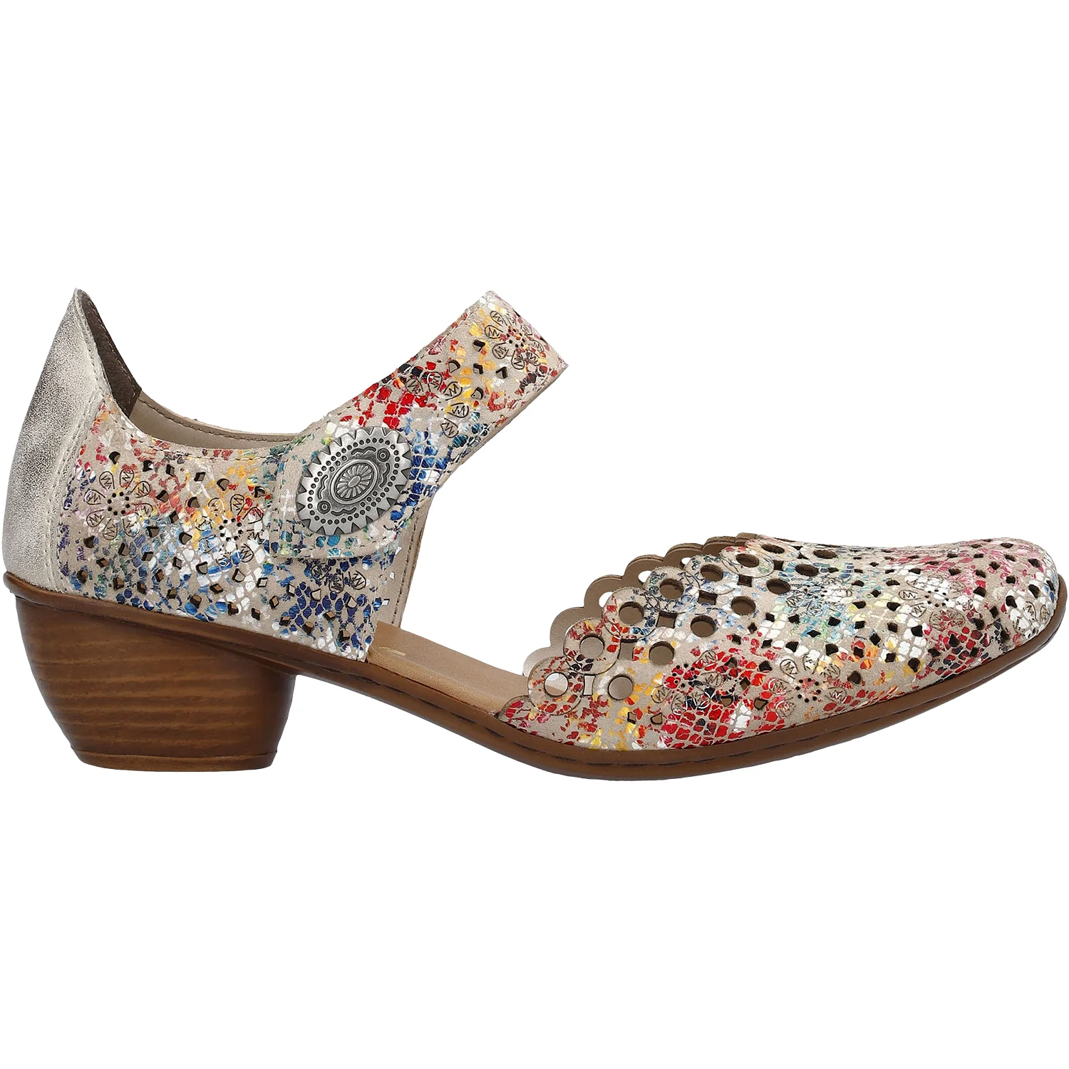 Rieker 43753-91 Mirjam 53 Women's Dressy Mary Janes Beige Multi Leather