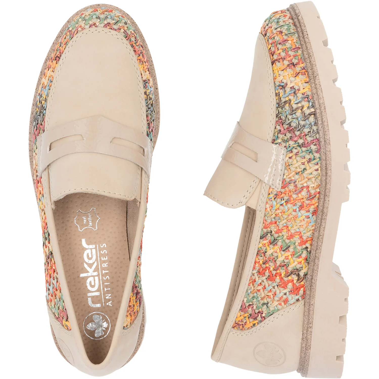 Rieker 45562-90 Gitta 62 Women's Slip Ons Traditional Perle Vegan/Patent Multi Woven - Image 3