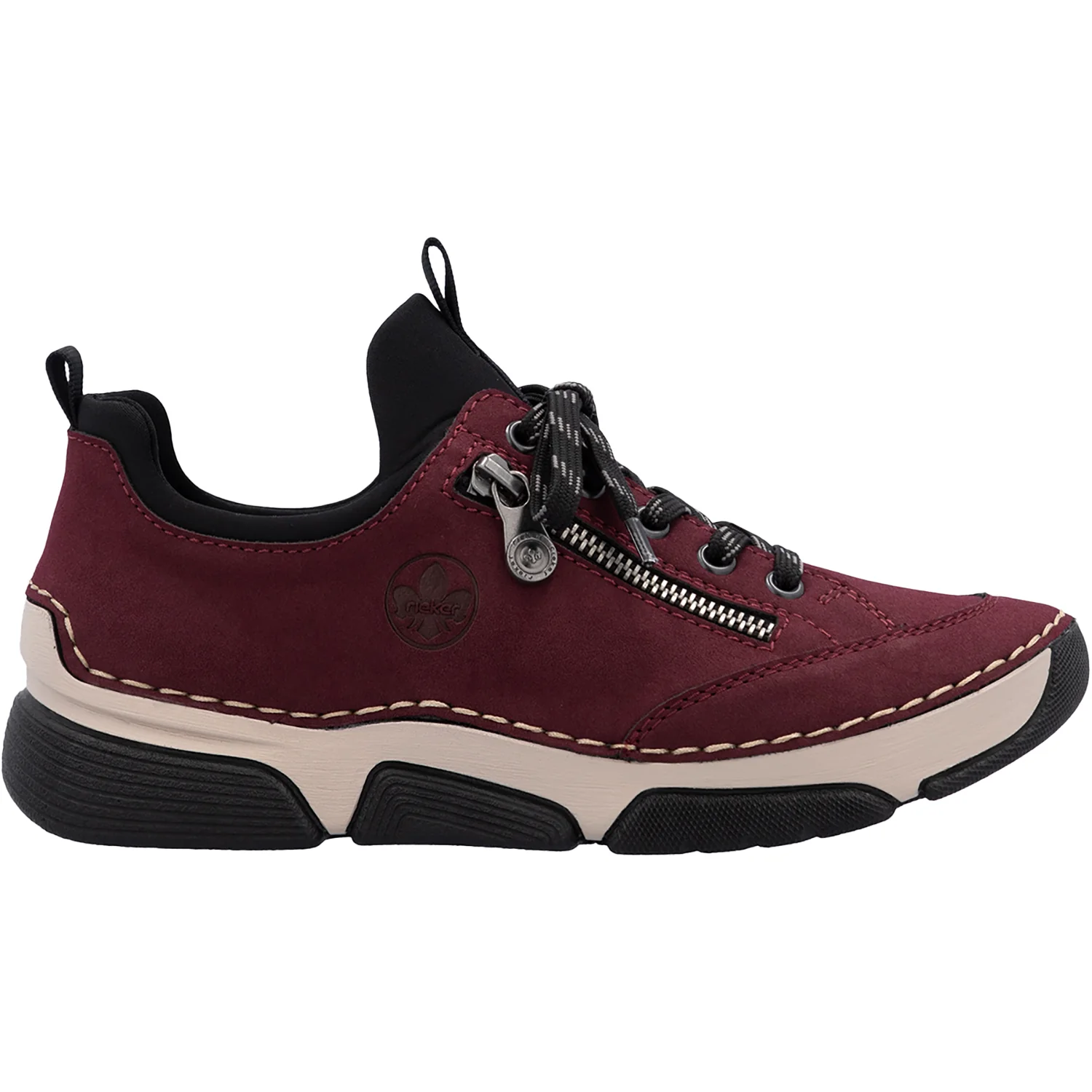 Rieker 45973-36 Angela Women's Sporty Lace Up Shoes Bordeaux/Schwarz