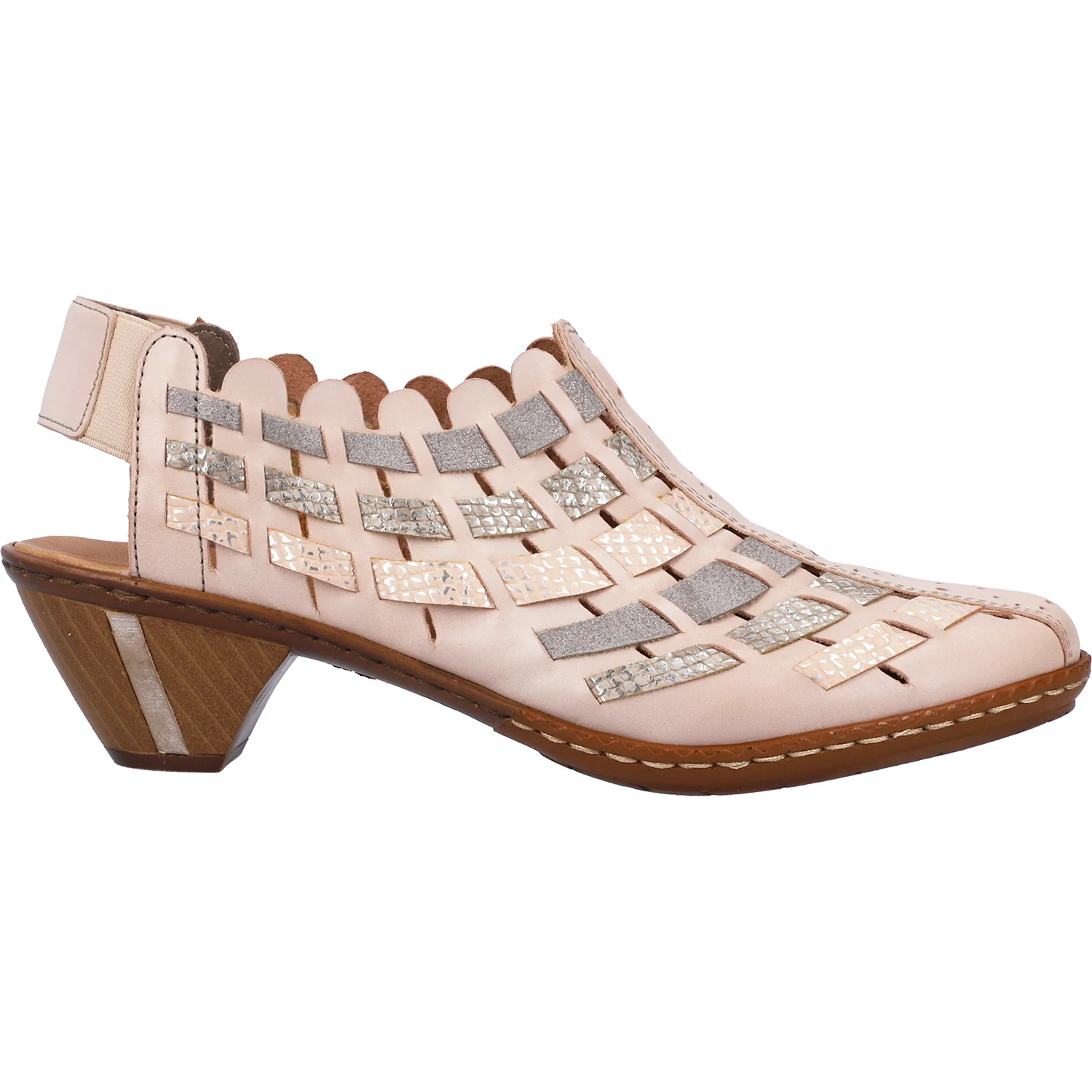 Rieker 46778-64 Sina 78 Women's Slingback Shoes Clay/Lighthouse Silver Leather