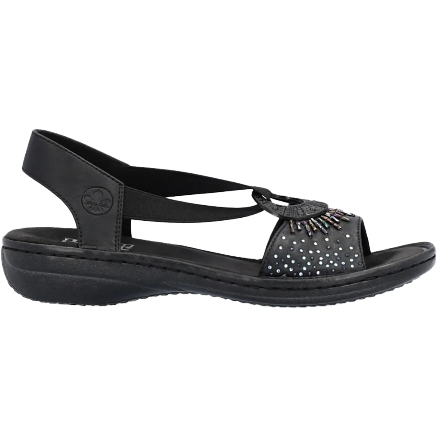 Rieker 60880-00 With Beads Women's Sandals Black W Beads Synthetic