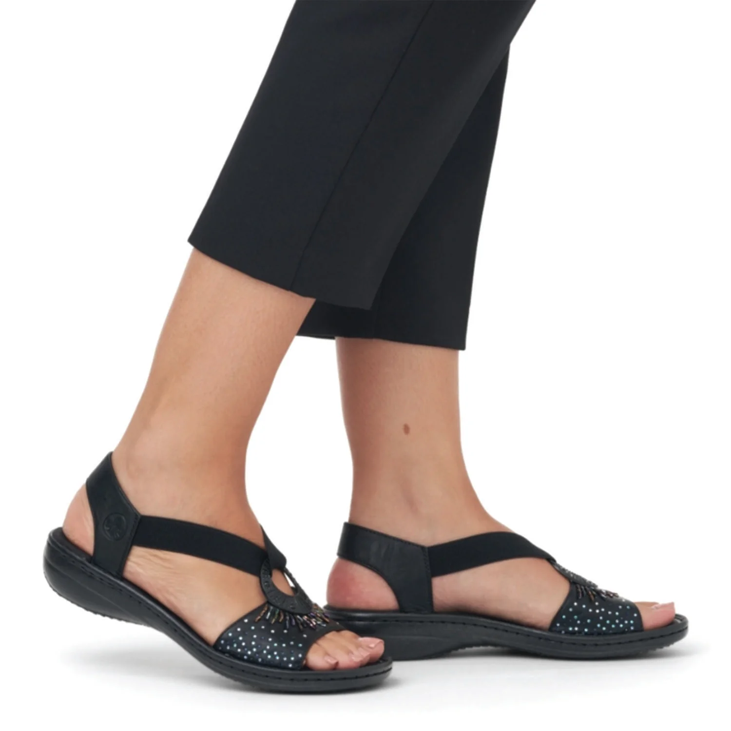 Rieker 60880-00 With Beads Women's Sandals Black W Beads Synthetic - Image 5