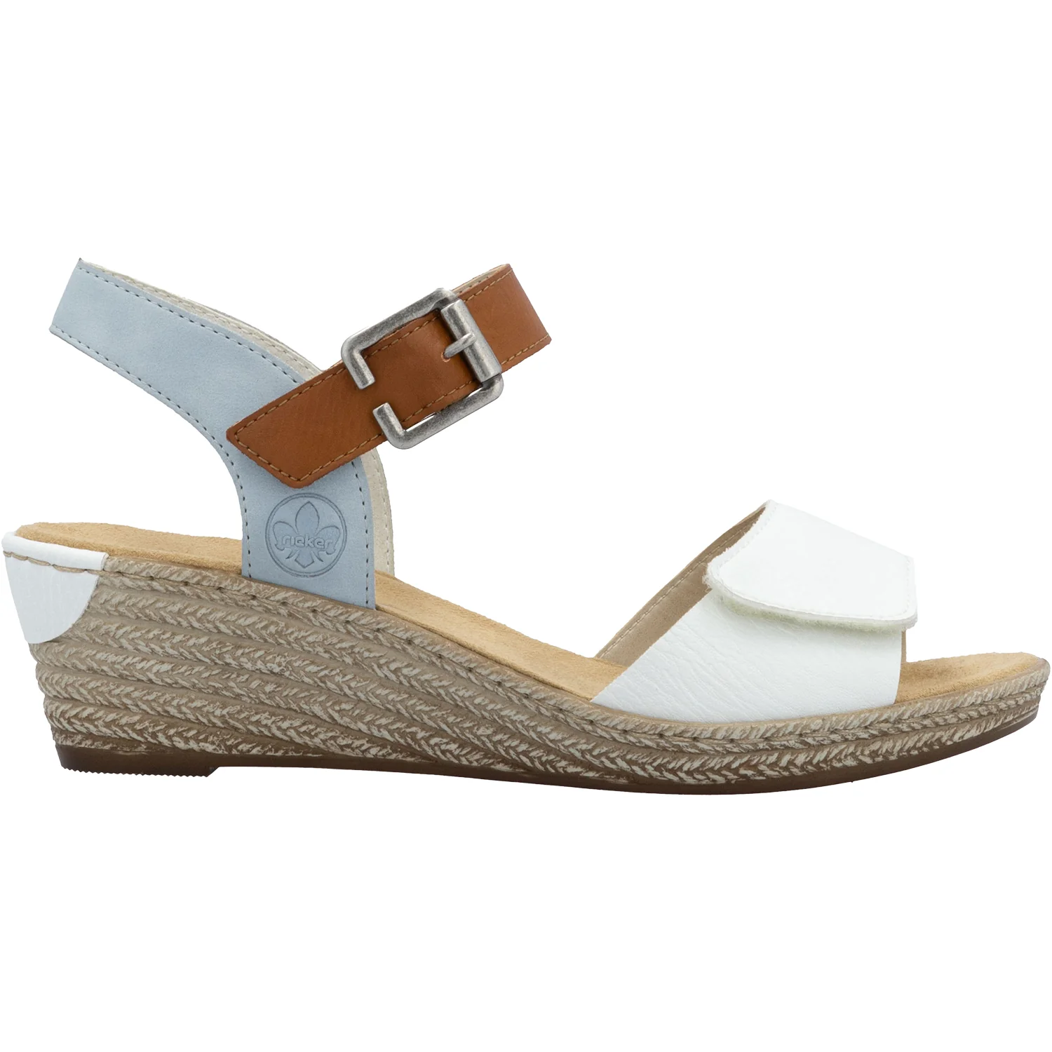 Rieker 62460-80 Fanni 80 Women's Wedge Sandals Weiss/Cayenne/Ciel Synthetic