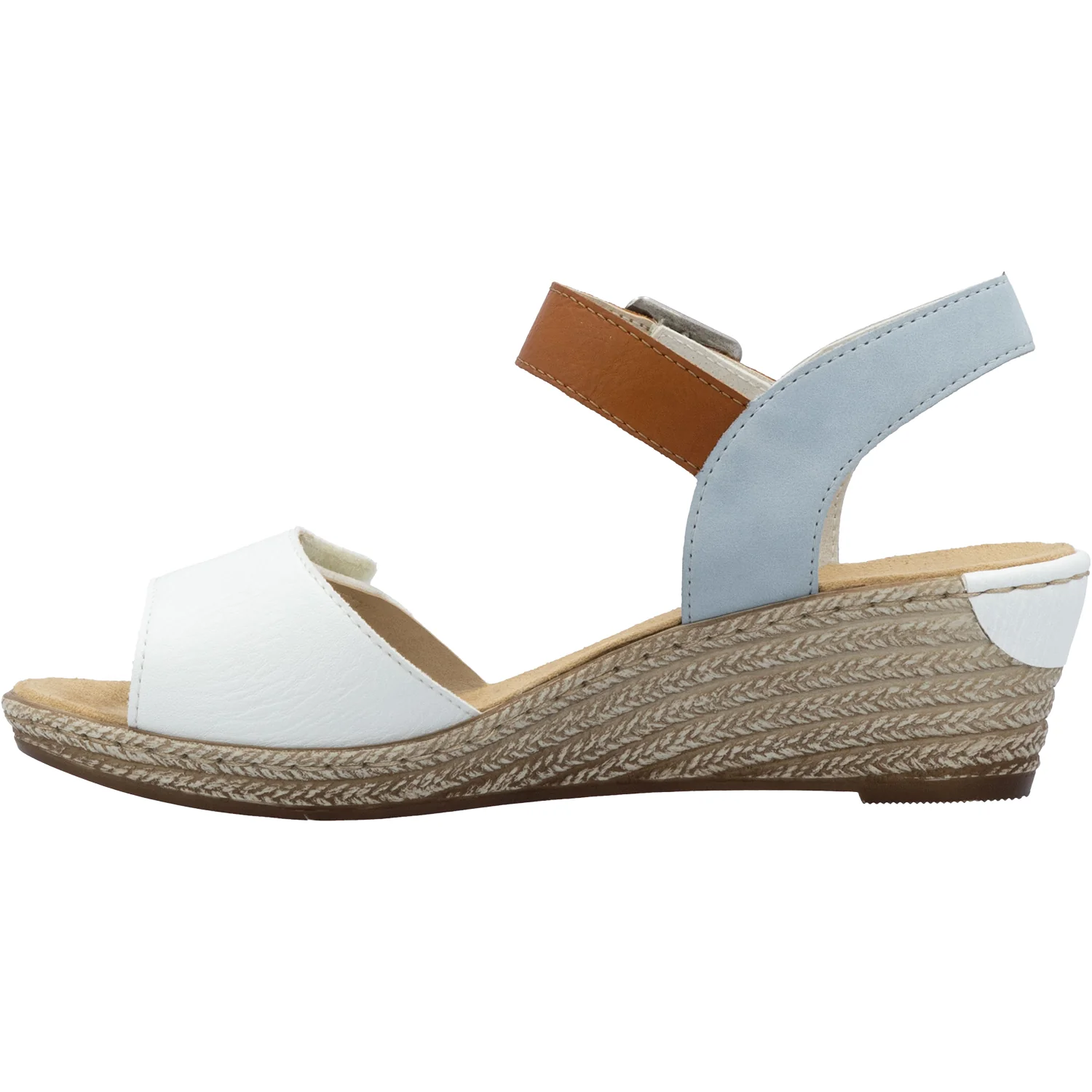 Rieker 62460-80 Fanni 80 Women's Wedge Sandals Weiss/Cayenne/Ciel Synthetic - Image 3