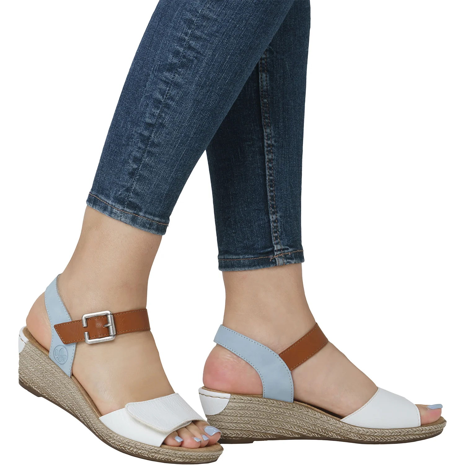 Rieker 62460-80 Fanni 80 Women's Wedge Sandals Weiss/Cayenne/Ciel Synthetic - Image 6