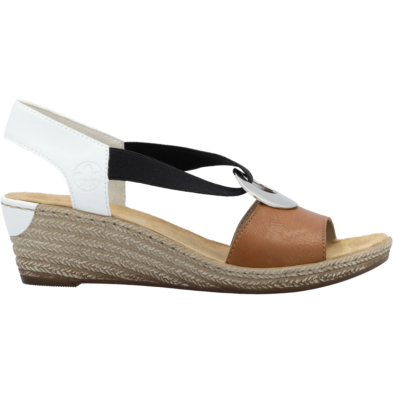Rieker 624H6-24 Fanni H6 Women's Wedge Sandals Cayenne/Weiss Synthetic