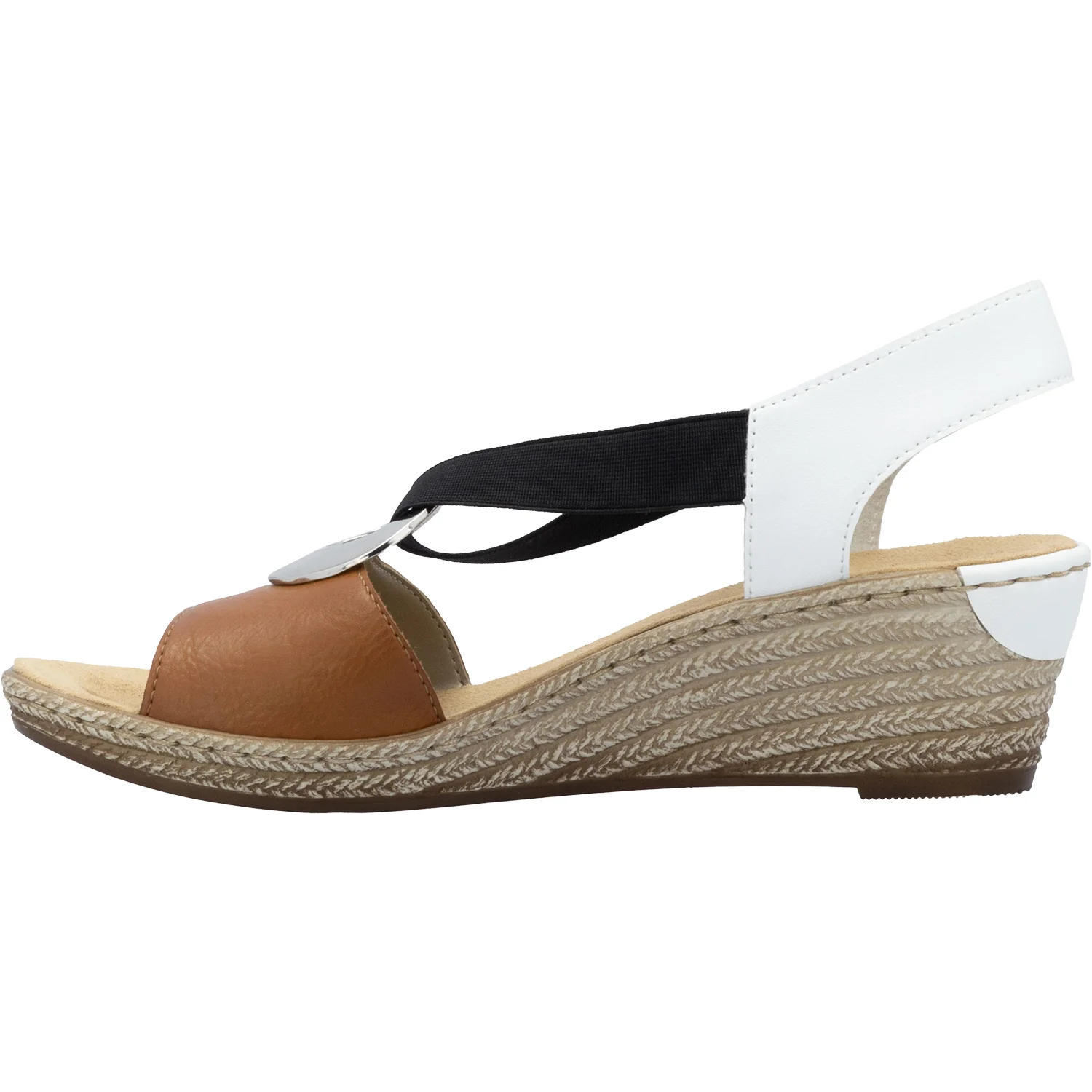 Rieker 624H6-24 Fanni H6 Women's Wedge Sandals Cayenne/Weiss Synthetic - Image 3