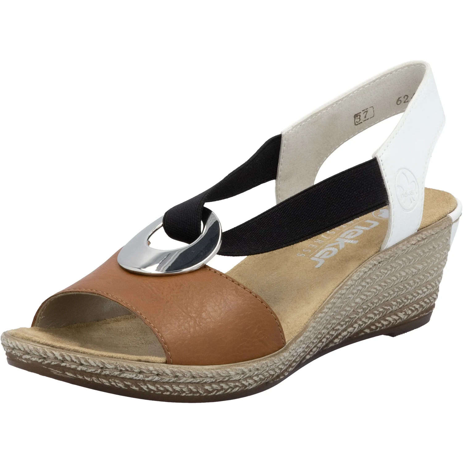 Rieker 624H6-24 Fanni H6 Women's Wedge Sandals Cayenne/Weiss Synthetic - Image 5