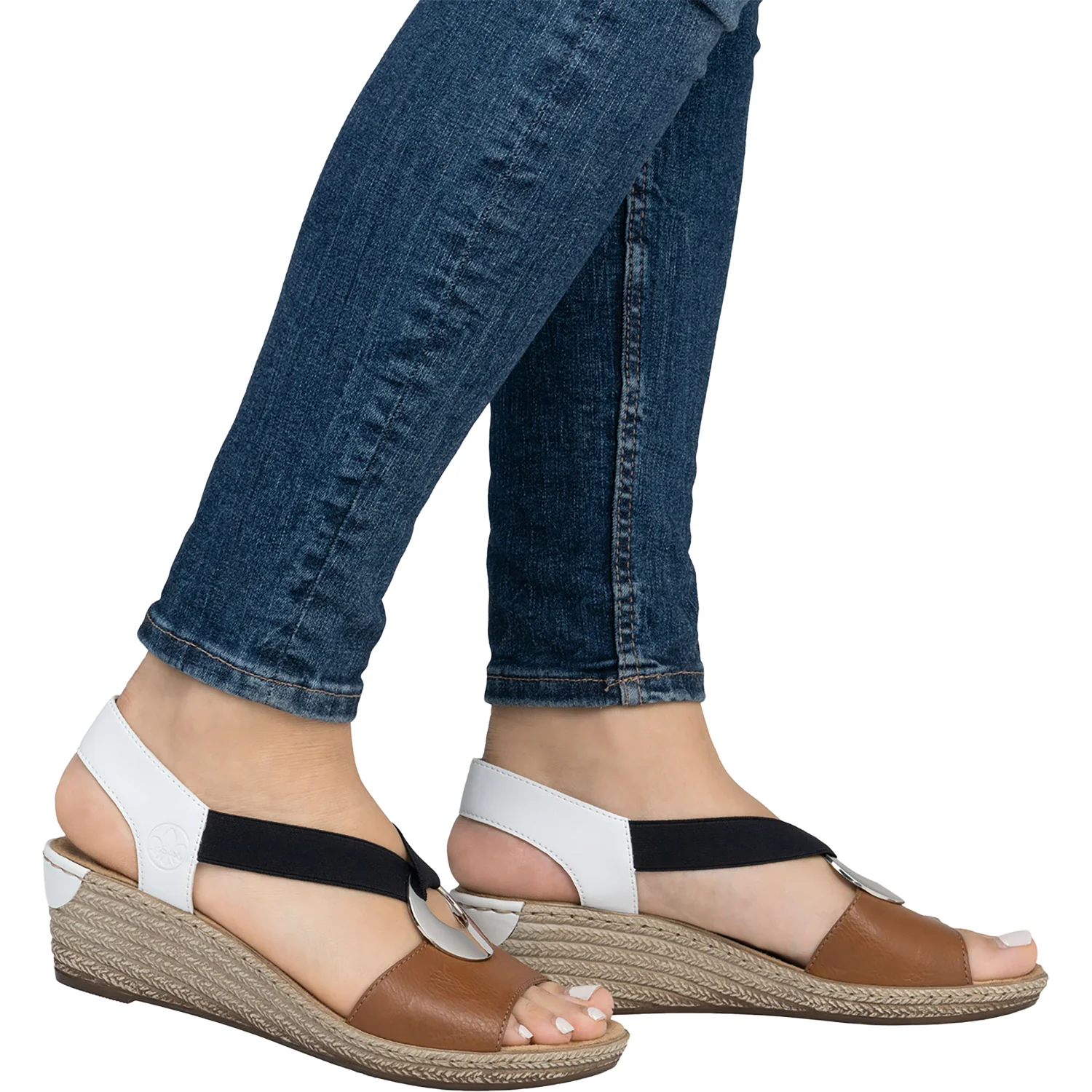 Rieker 624H6-24 Fanni H6 Women's Wedge Sandals Cayenne/Weiss Synthetic - Image 6