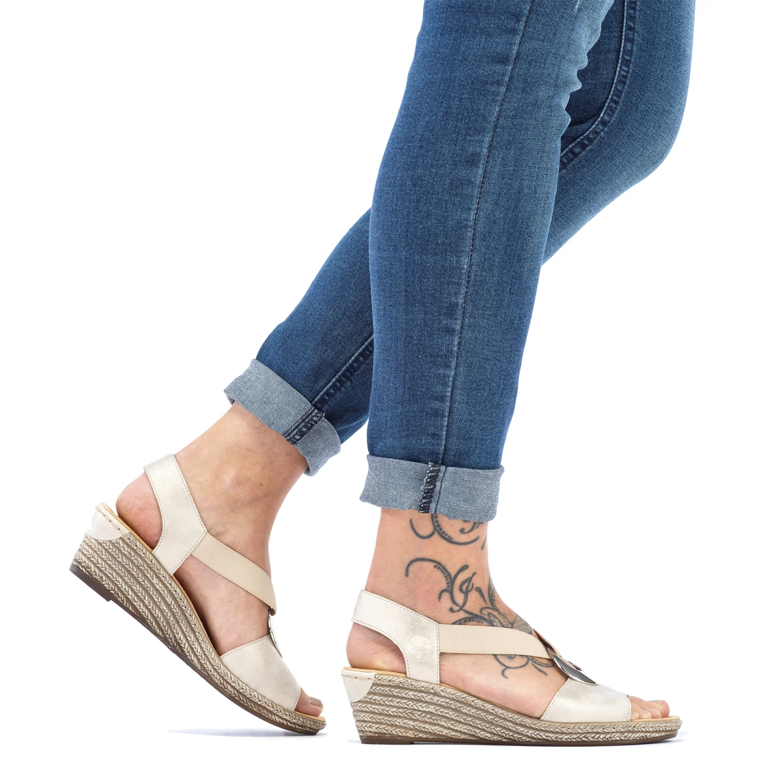 Rieker 624H6-60 Fanni Women's Slingback Sandals Muschel/Cream Synthetic - Image 4