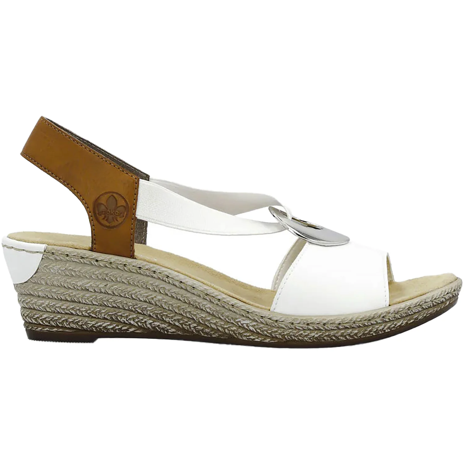 Rieker 624H6-81 Fanni Women's Wedge Sandals Weiss/Cayenne Alabama/Eagle Synthetic