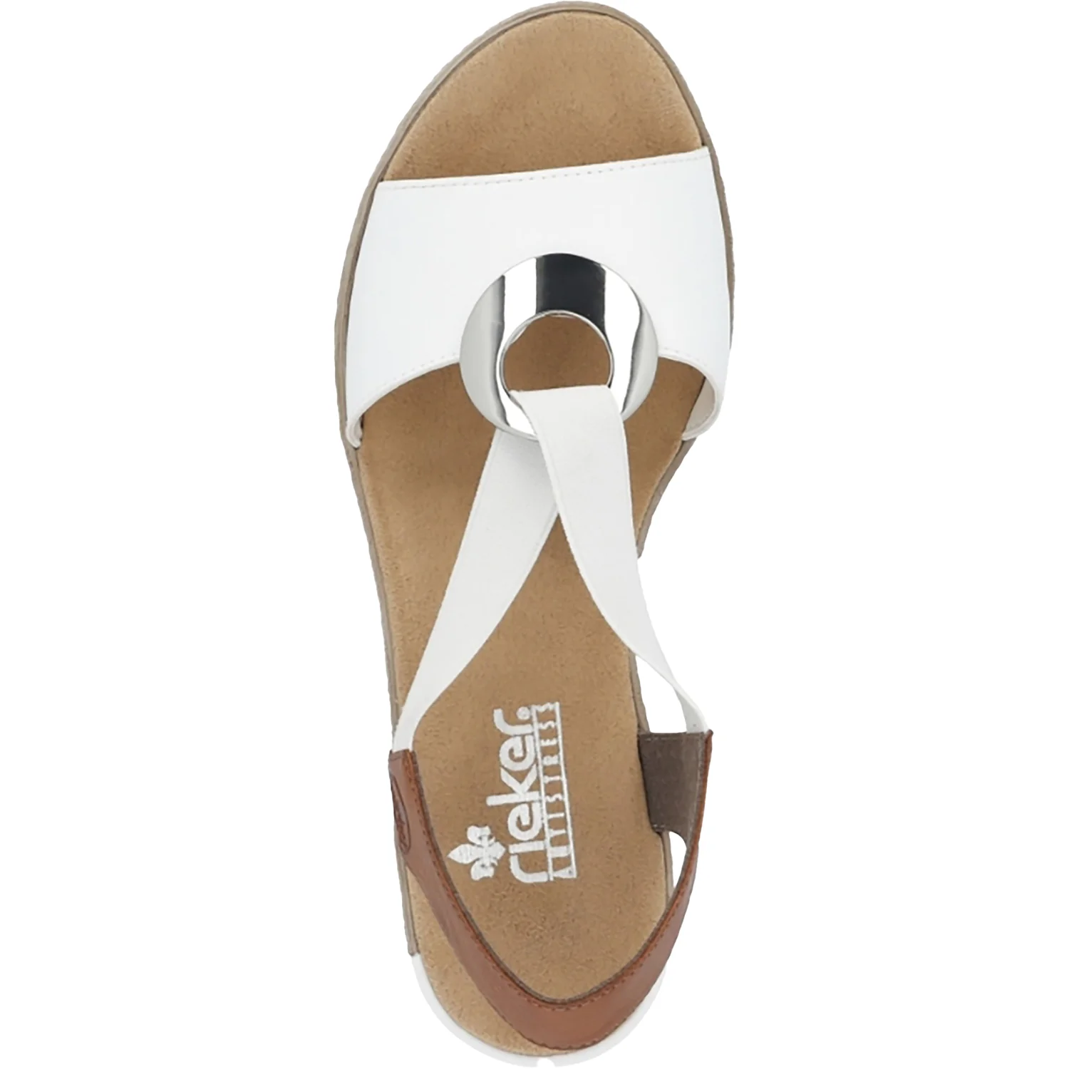 Rieker 624H6-81 Fanni Women's Wedge Sandals Weiss/Cayenne Alabama/Eagle Synthetic - Image 2